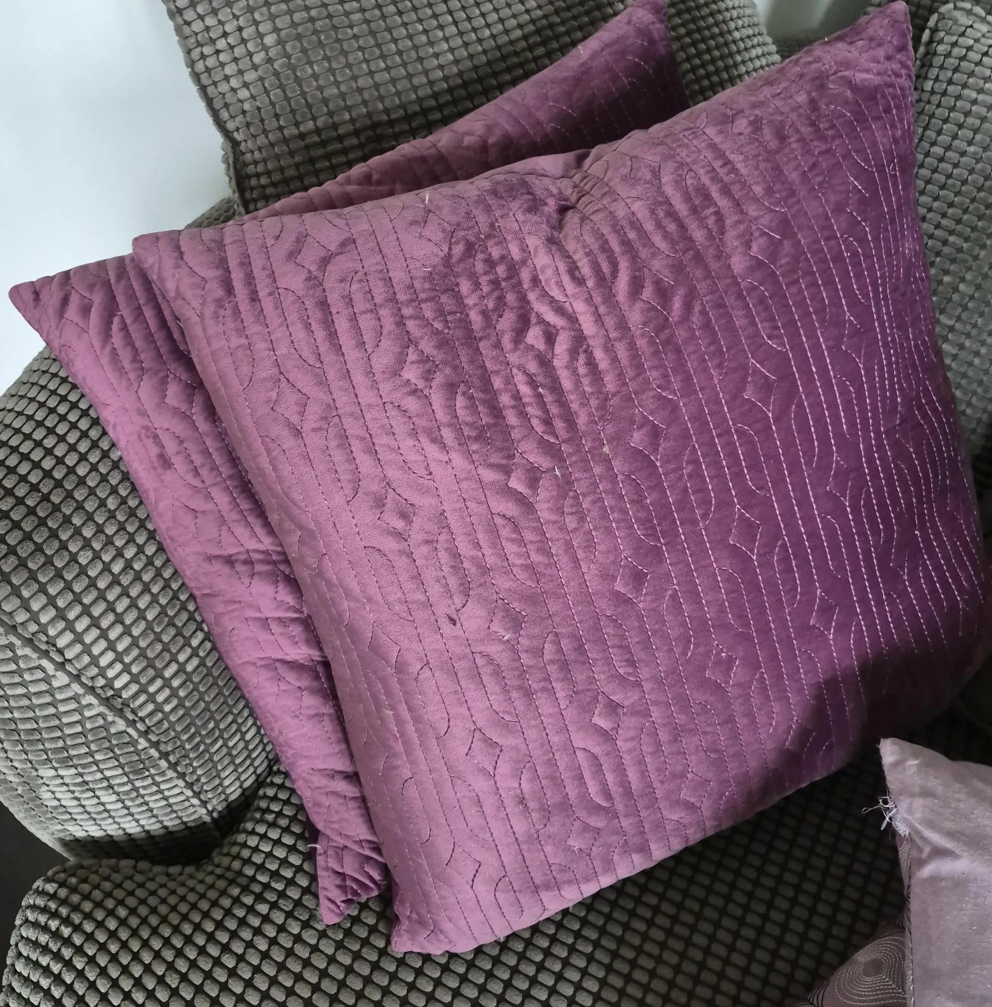 Purple Quilted Throw Pillows (2)