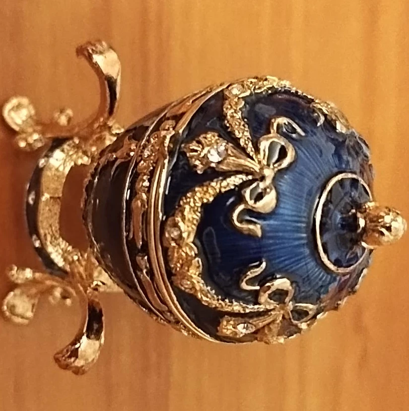 Blue Fabergé Style Egg Trinket Box