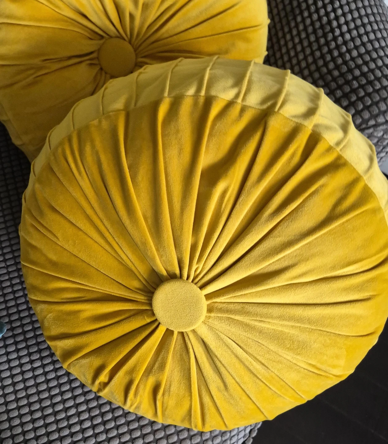 Round Yellow Velvet Throw Pillow