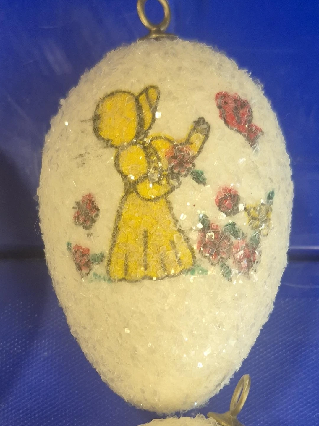 White Glitter Easter Egg Ornament