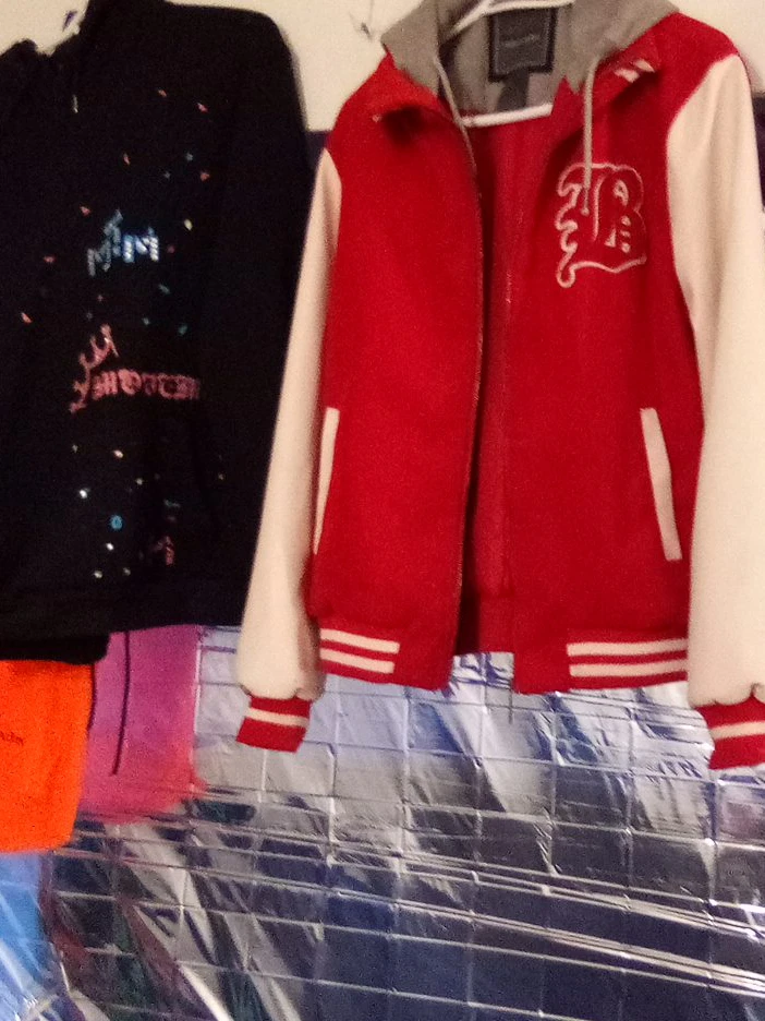 Red and White Varsity Jacket with Hood