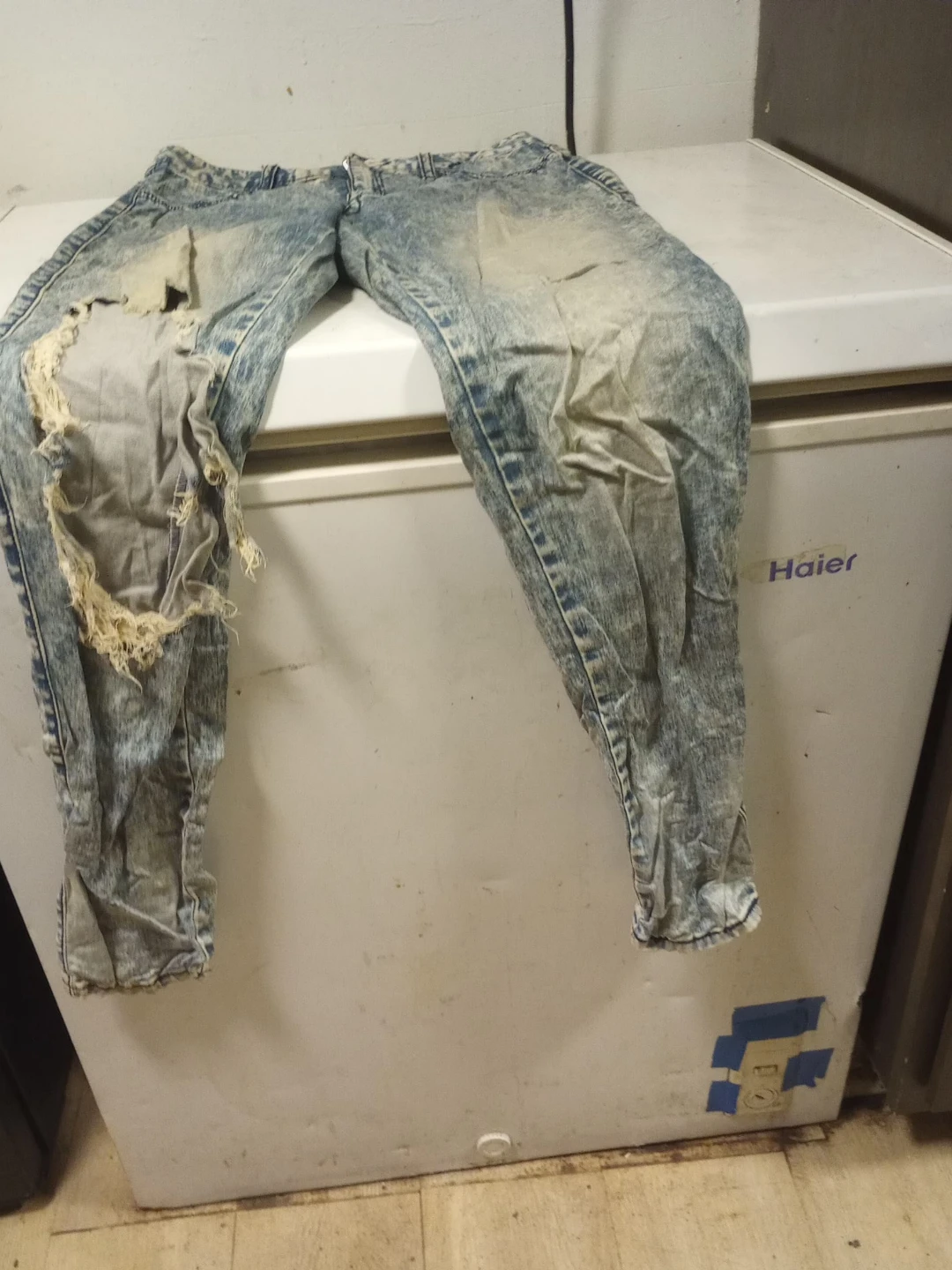 Distressed Acid Wash Denim Jeans