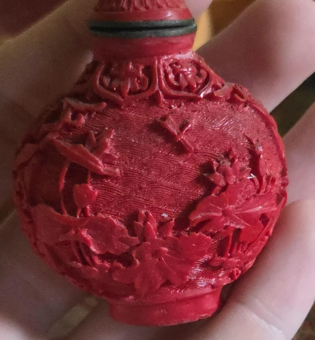 Vintage Red Carved Snuff Bottle