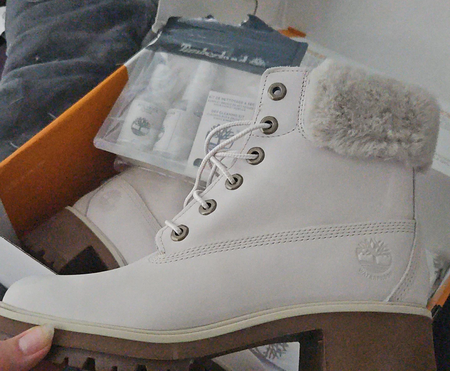 Timberland Women's White Faux Fur Trim Boots