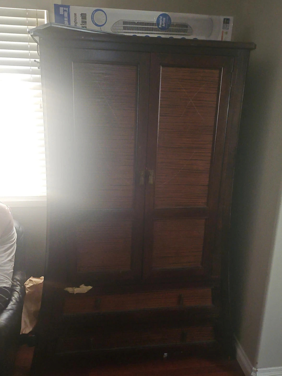 Dark Wood Armoire with Drawers
