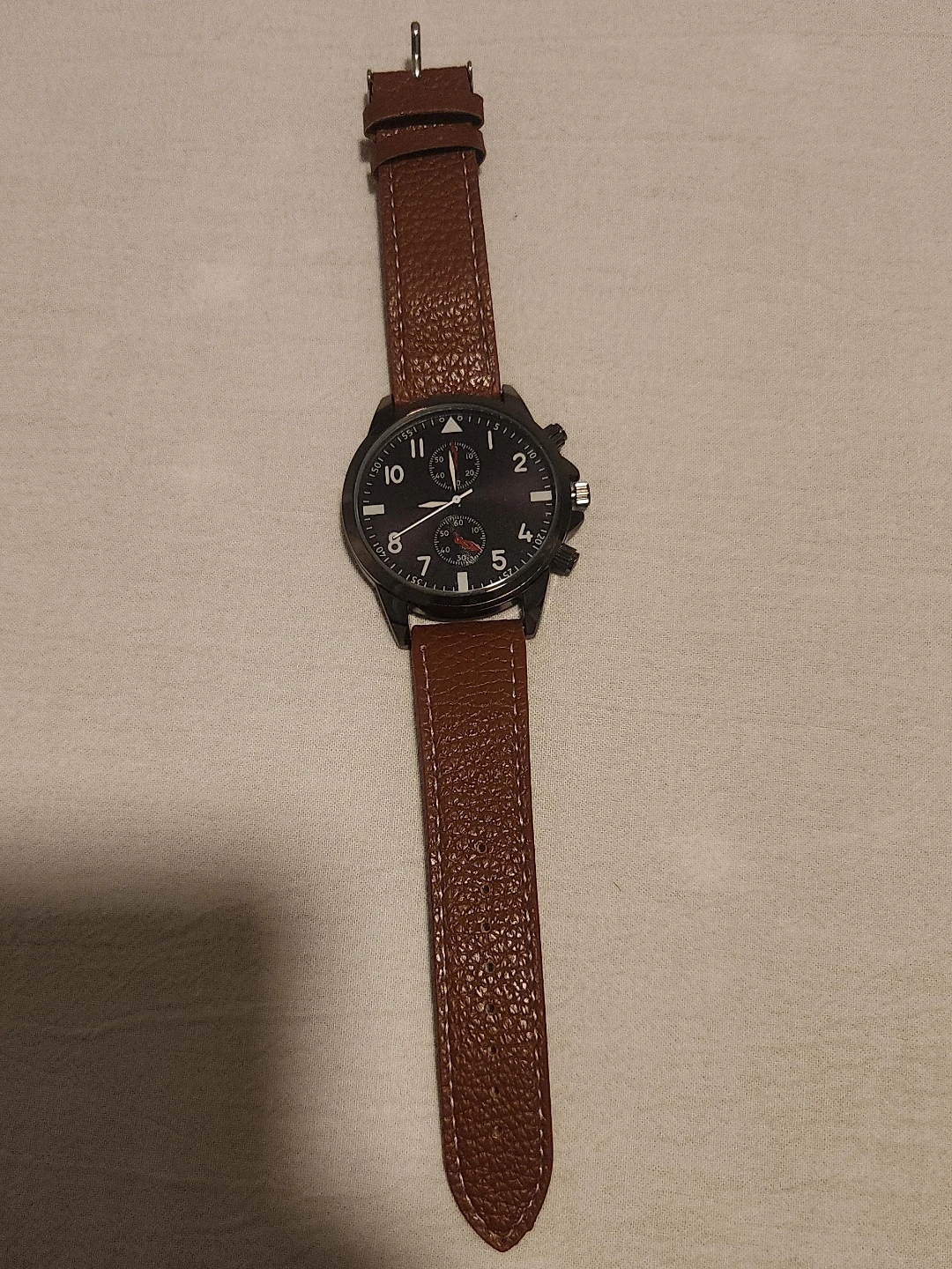 Men's Chronograph Watch with Brown Leather Strap