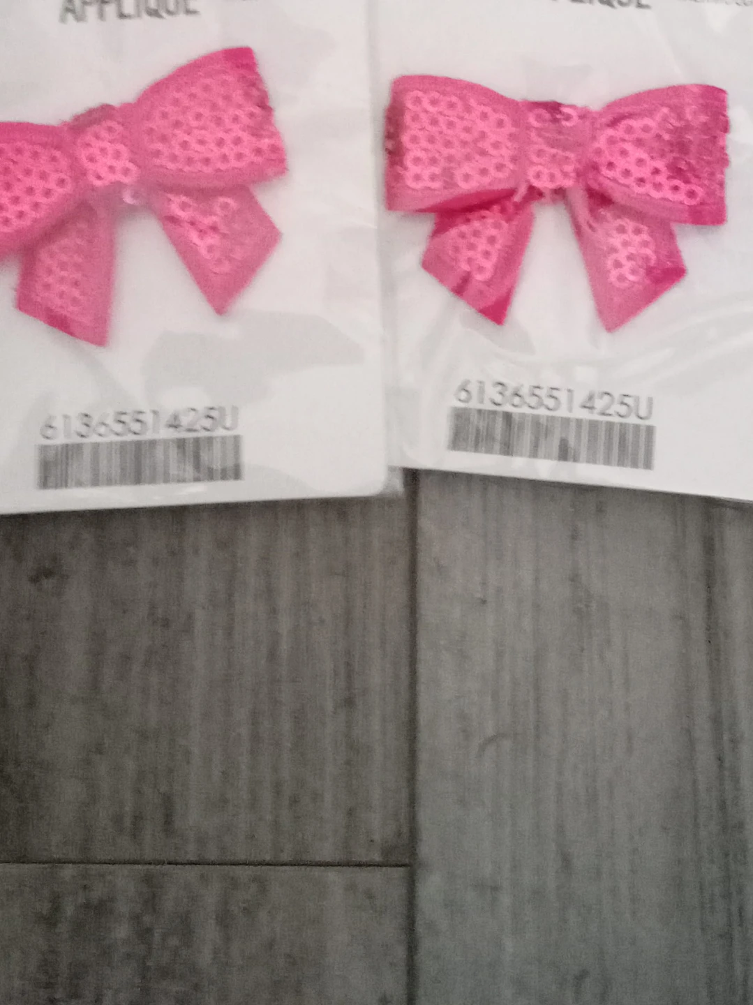 Pink Sequin Bow Appliques (2 pack)