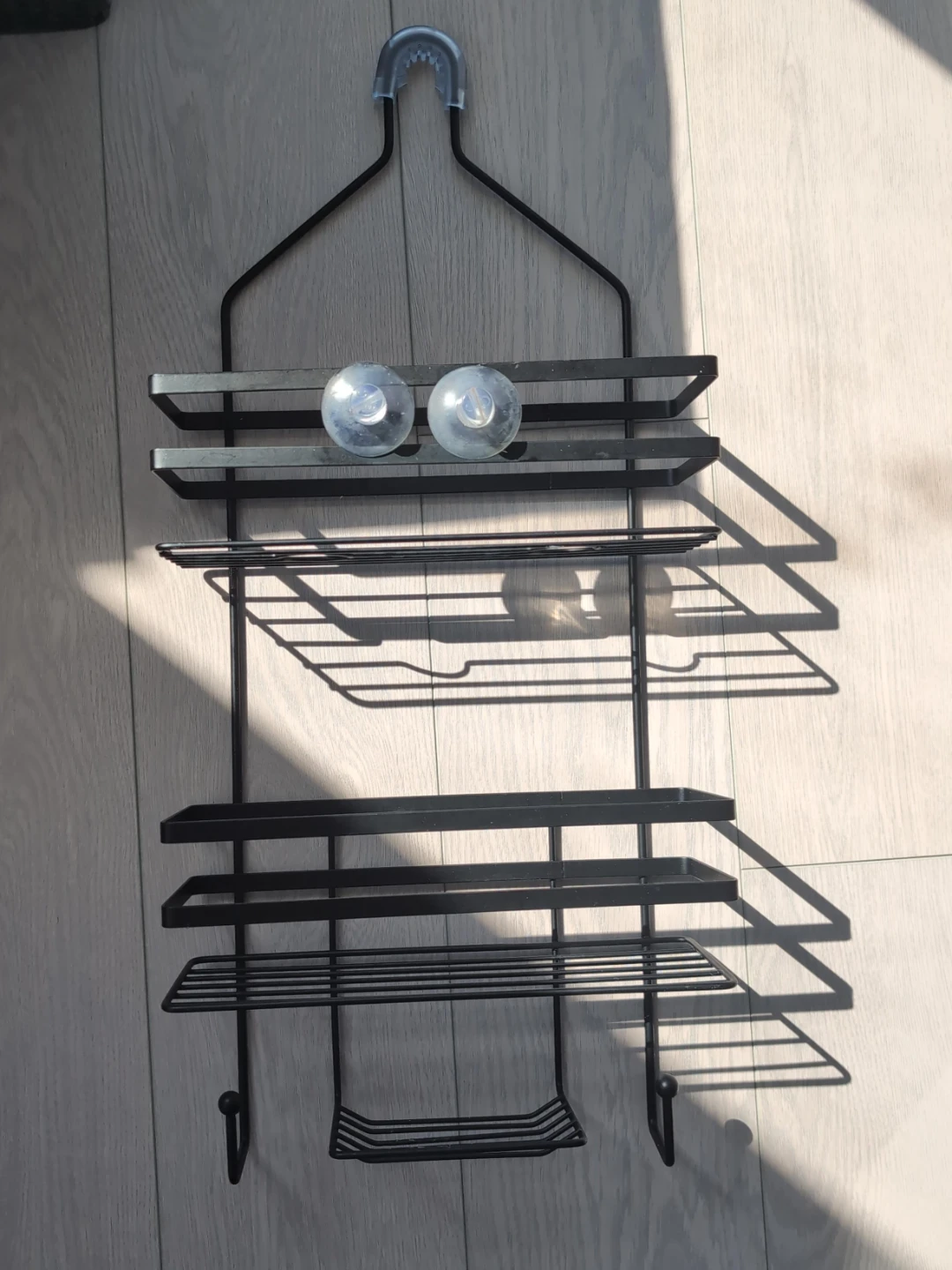 Black Metal Shower Caddy with 2 Shelves
