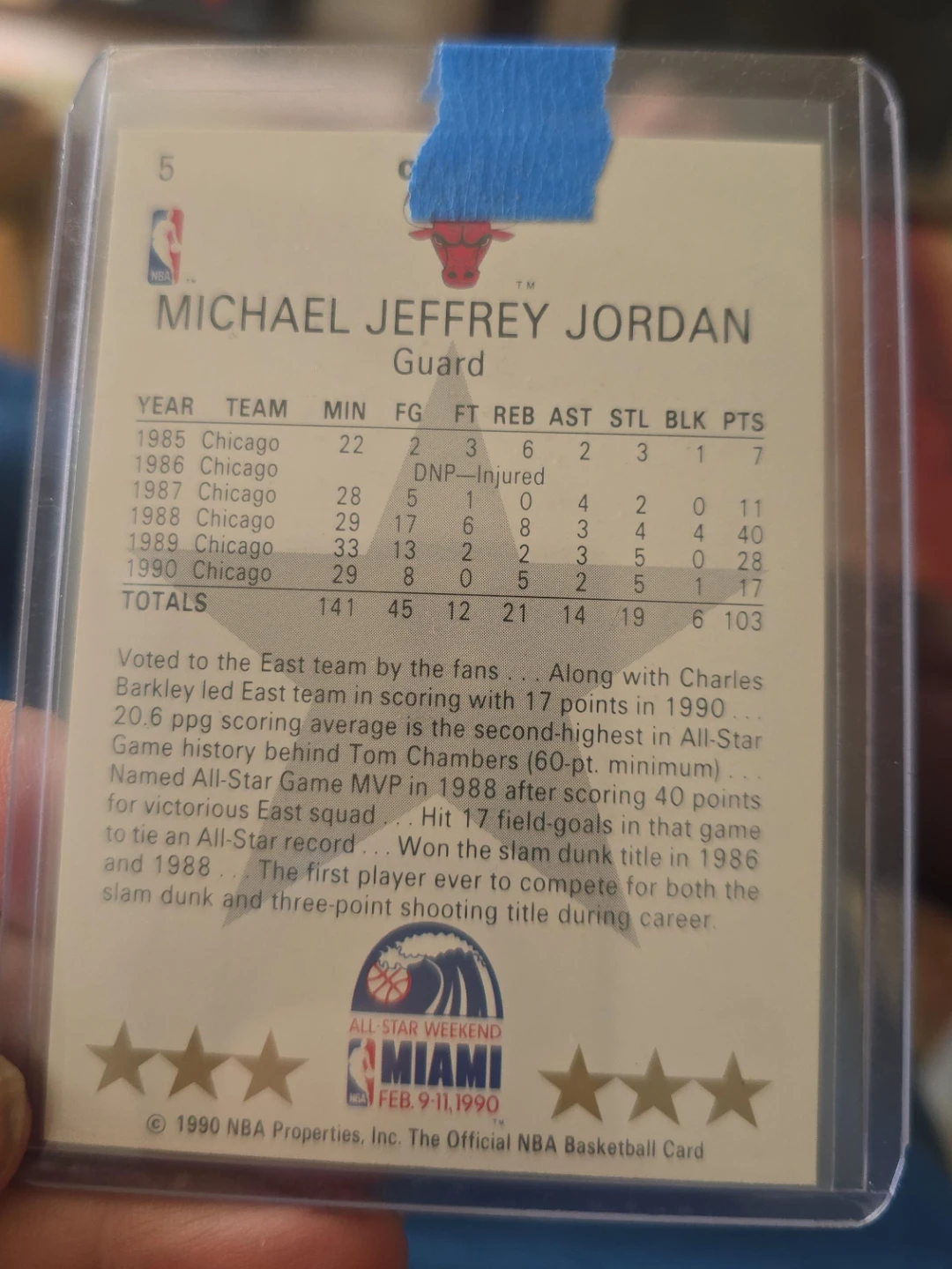 Michael Jordan 1990 Miami All-Star Game Card