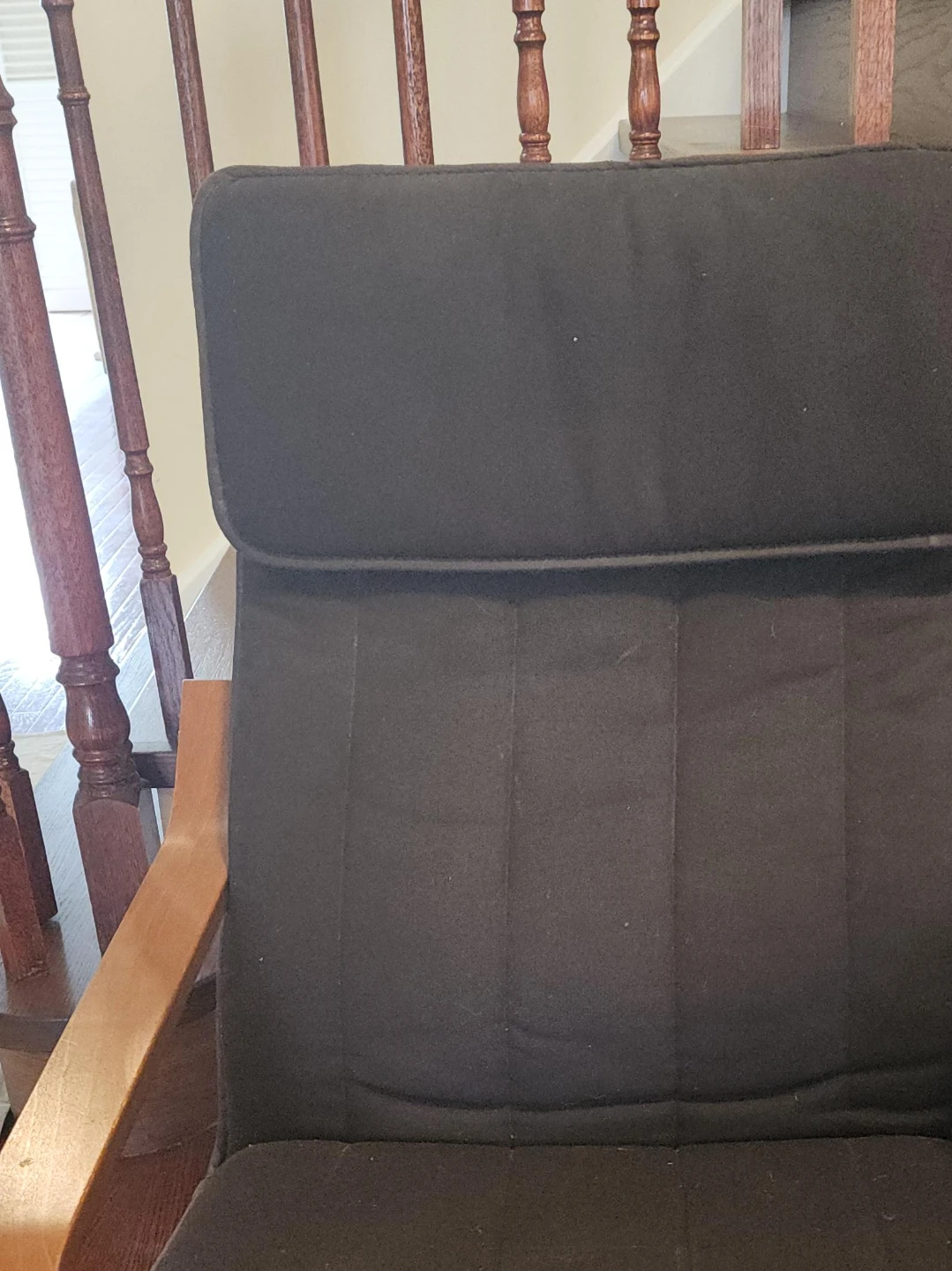 IKEA Black Armchair with Wooden Frame