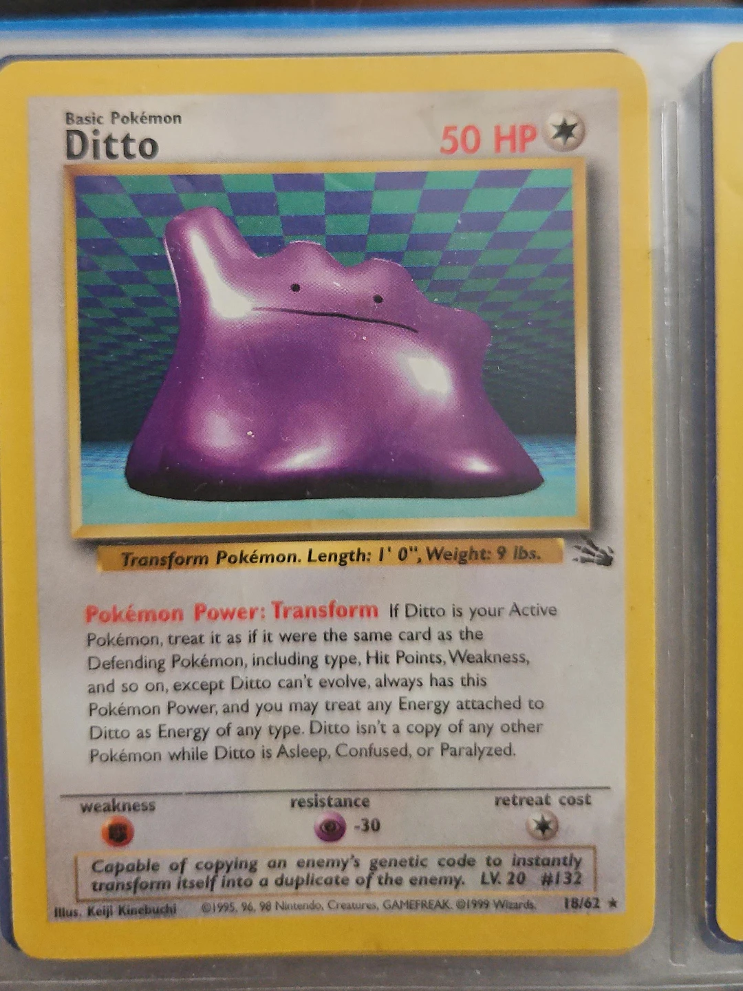 Pokémon Ditto #18/62 – Fossil – Non-Holo Rare – Vintage