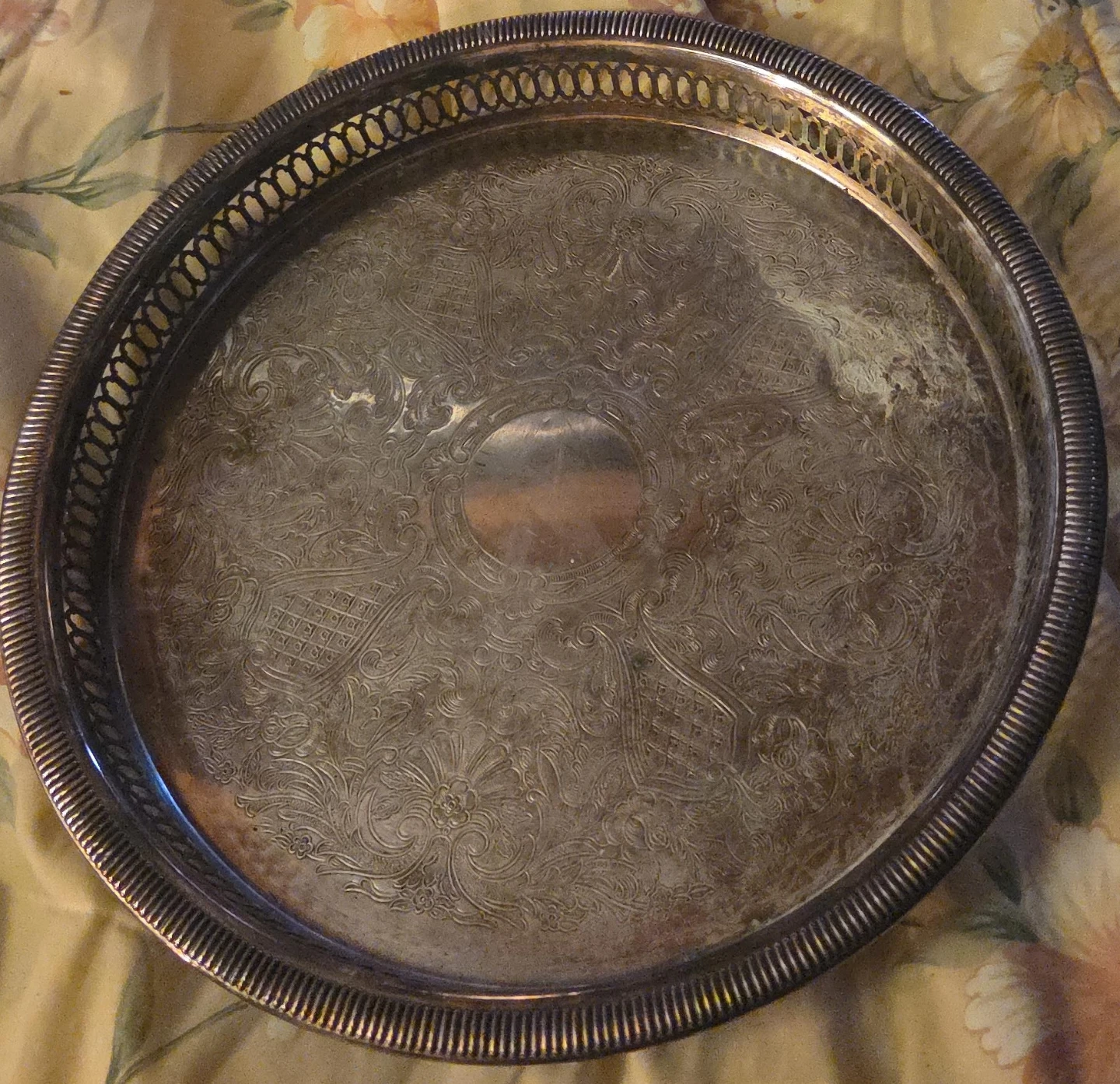 Ornate Silver Plated Serving Tray