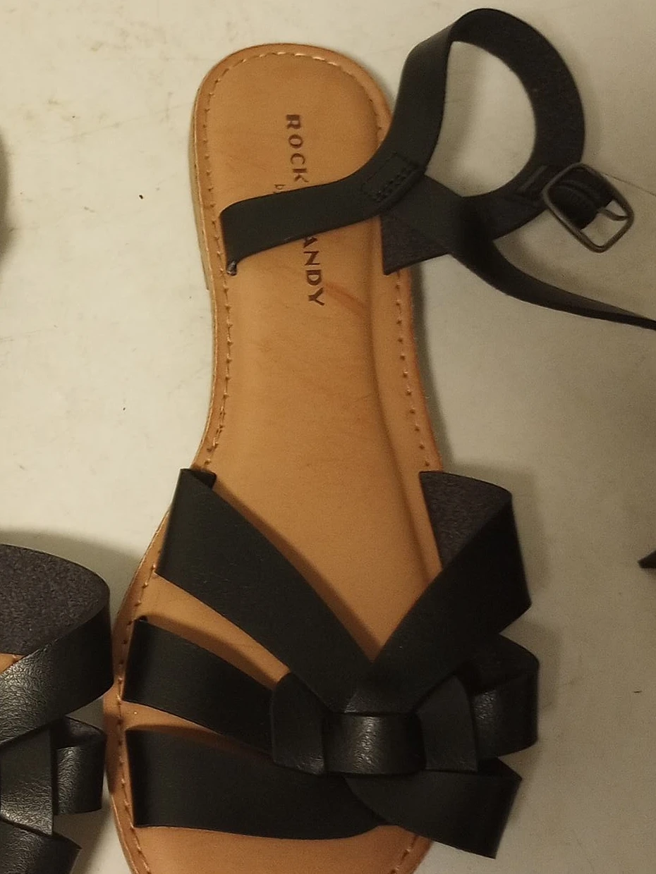 Rock & Candy Black Flat Sandals