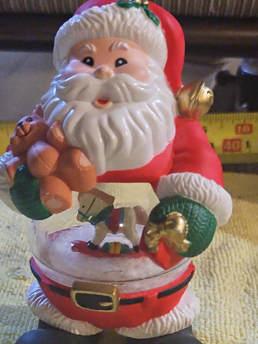 Santa Claus Snow Globe with Teddy Bear and Rocking Horse