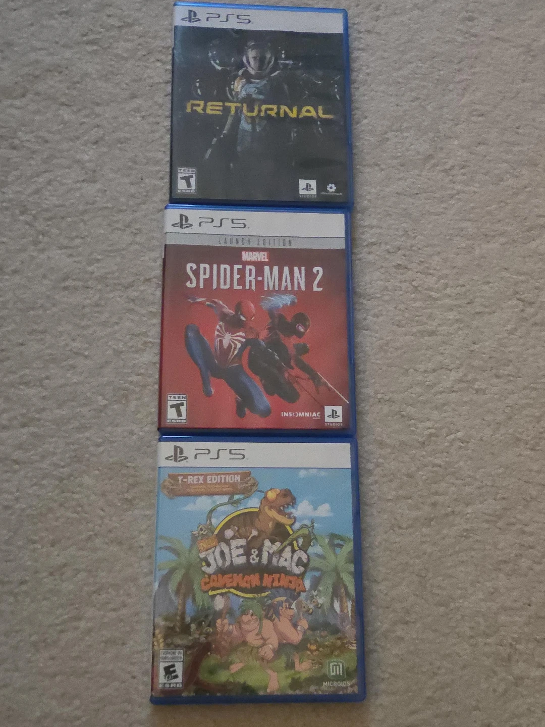 PS5 Games - Returnal, Spider-Man 2, Joe & Mac