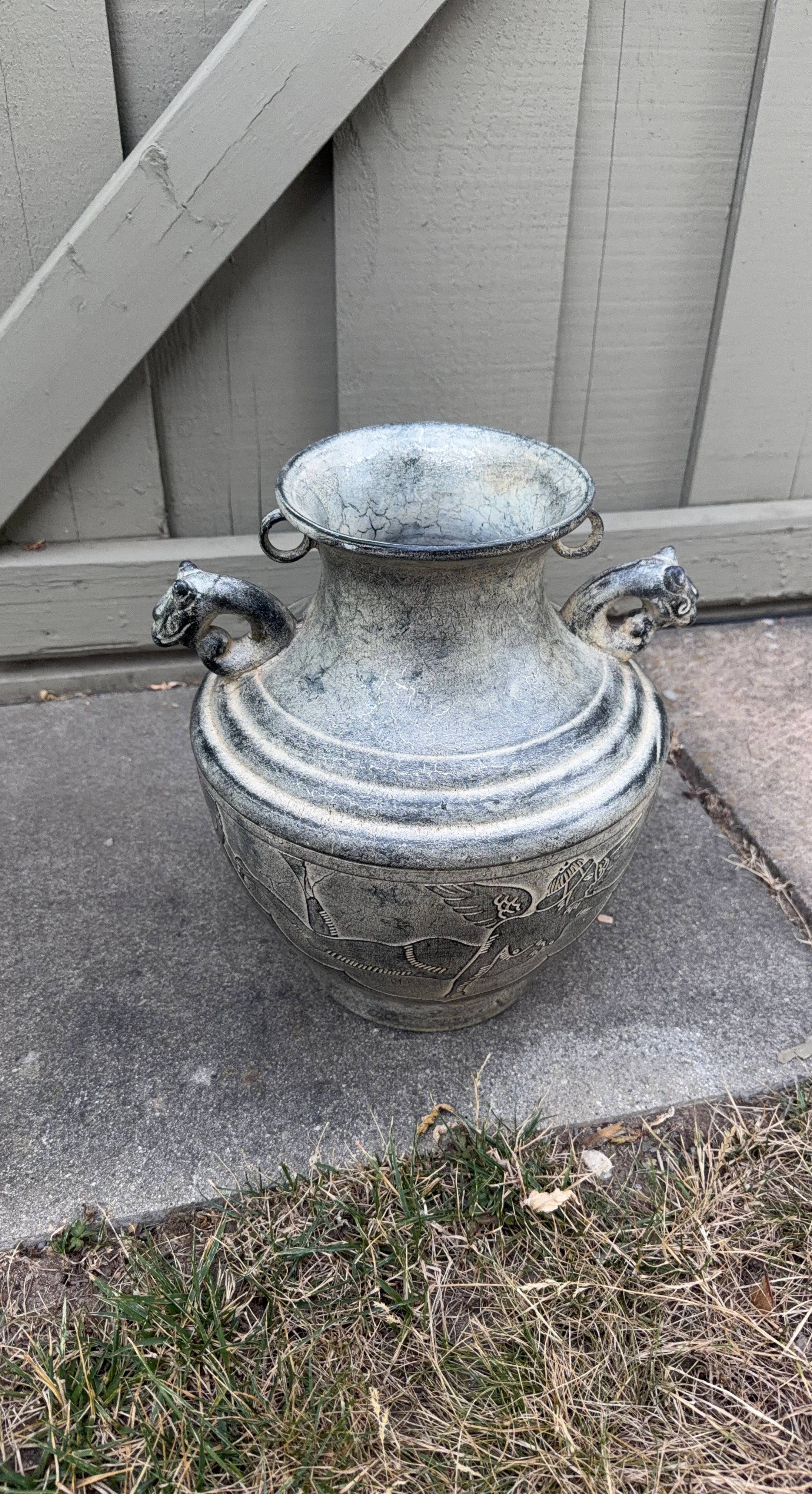 Vintage Decorative Vase with Lion Handles
