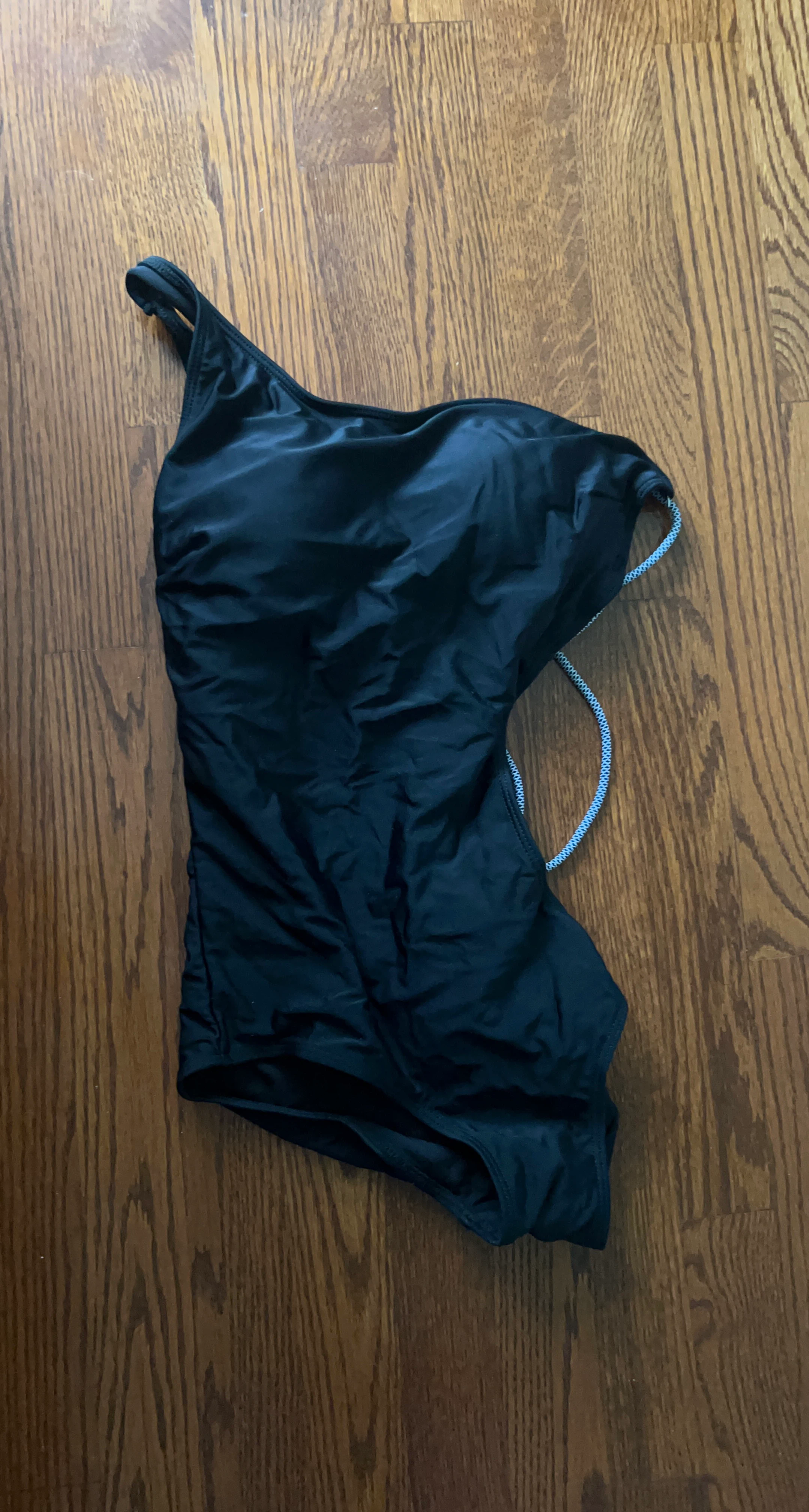 Black One-Shoulder Swimsuit with Lace-Up Detail