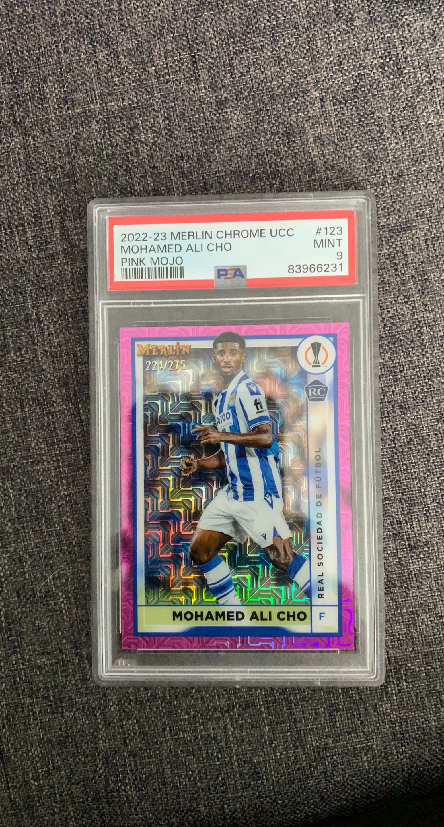 2022-23 Merlin Chrome UCC Mohamed Ali Cho Pink Mojo Card #123