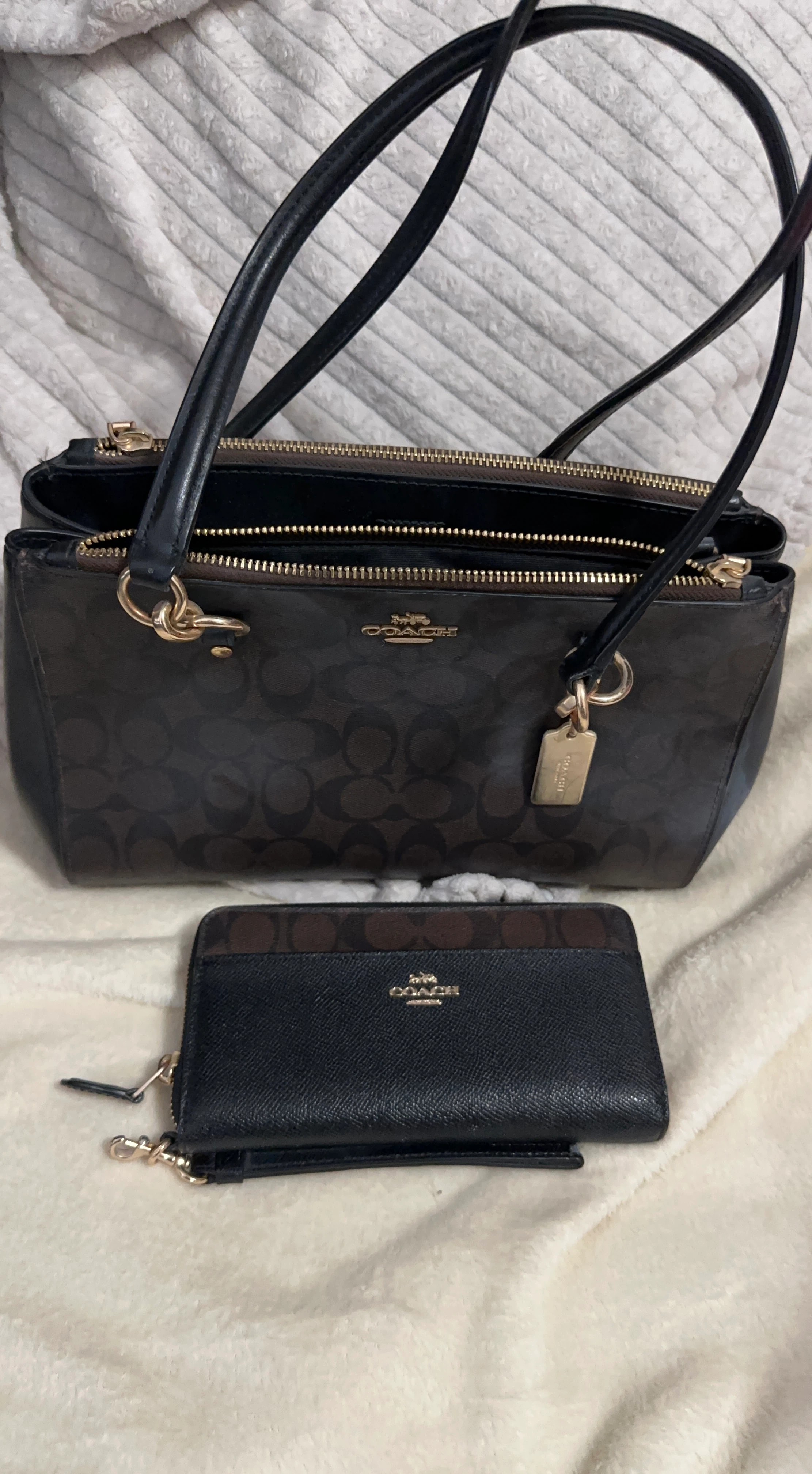 Coach Signature Tote Bag and Wallet Set