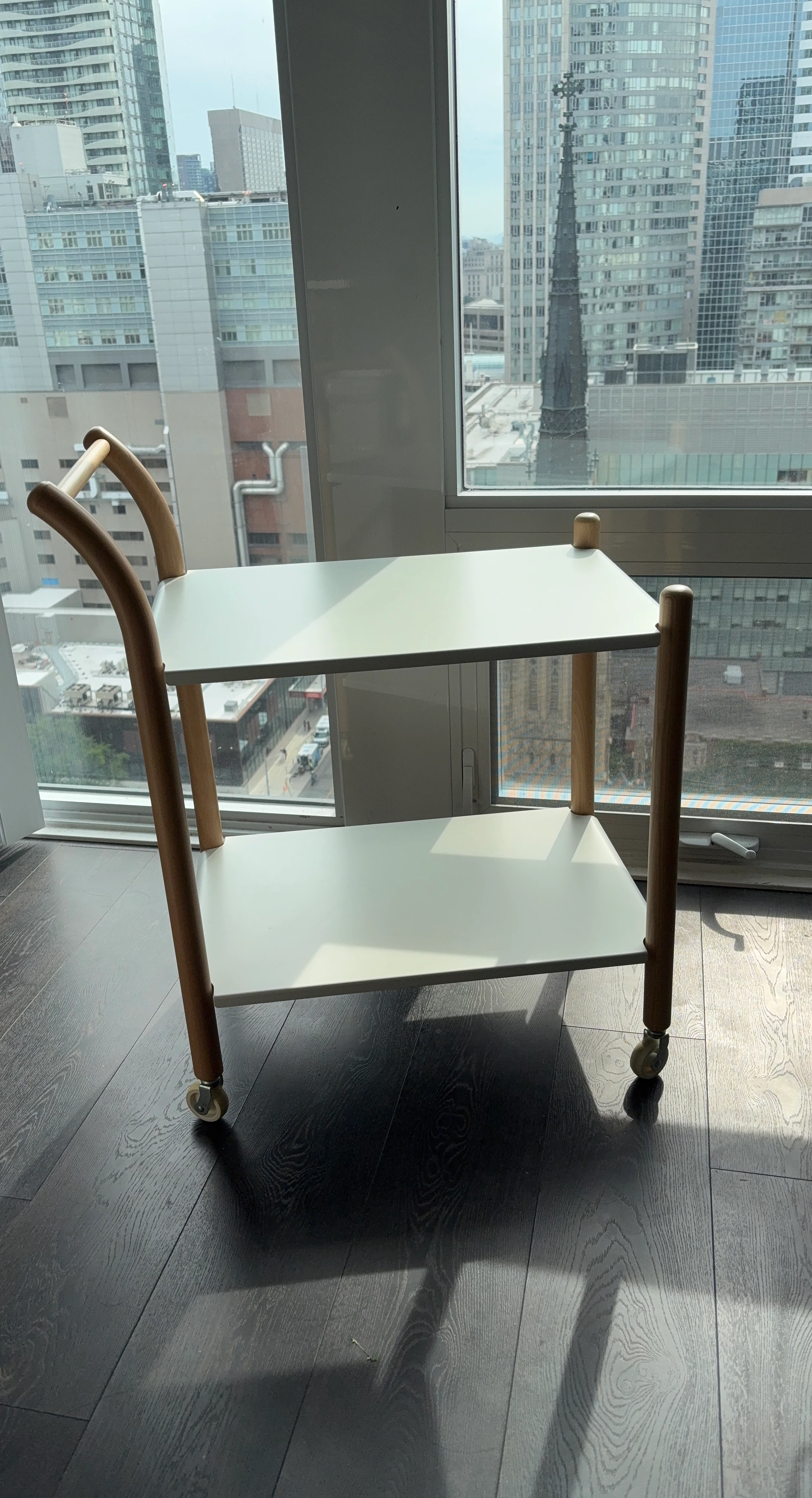 White Two-Tier Rolling Cart