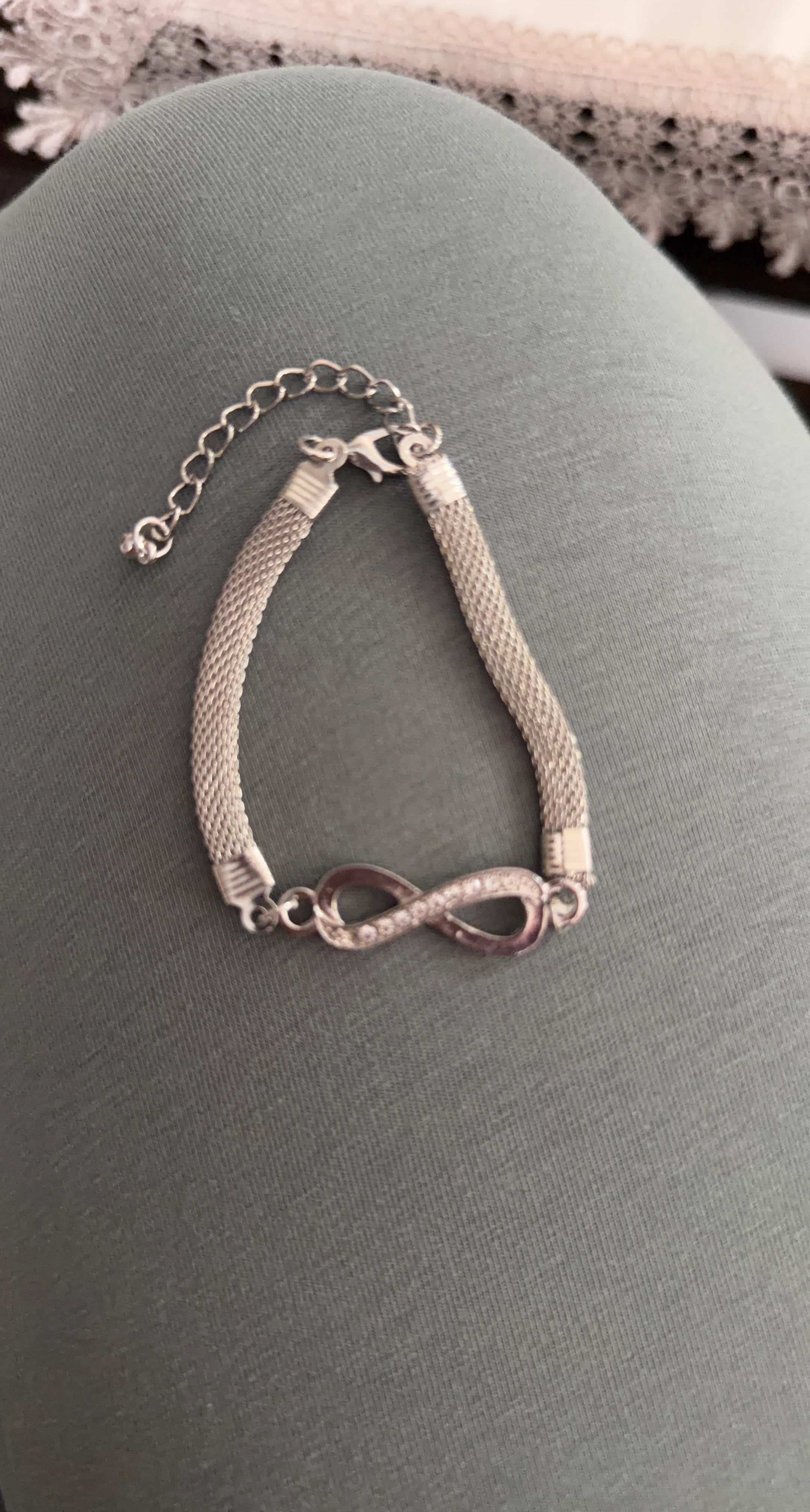 Silver Infinity Bracelet with CZ Stones