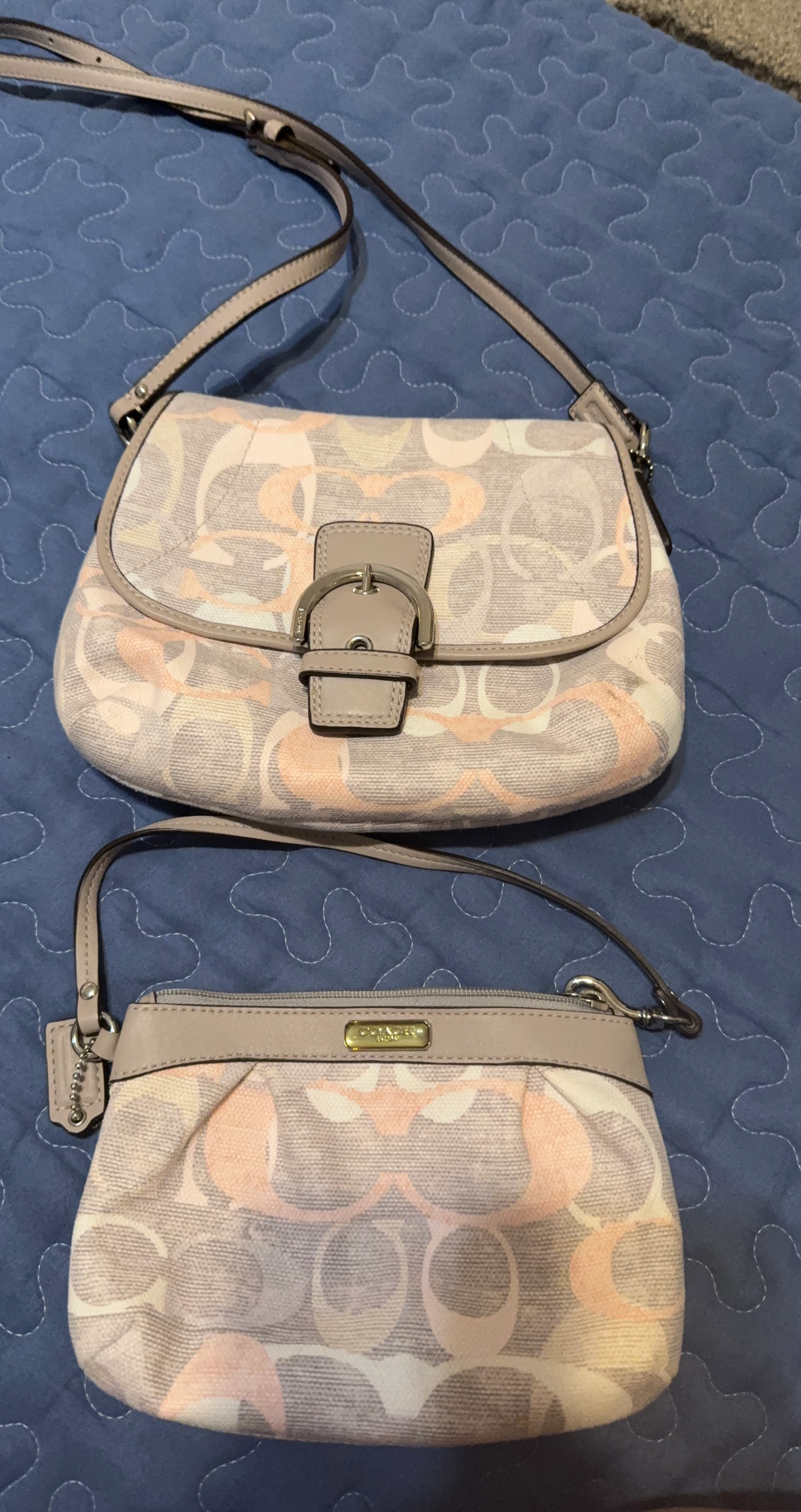 Coach Signature Canvas Shoulder Bag and Wristlet Set