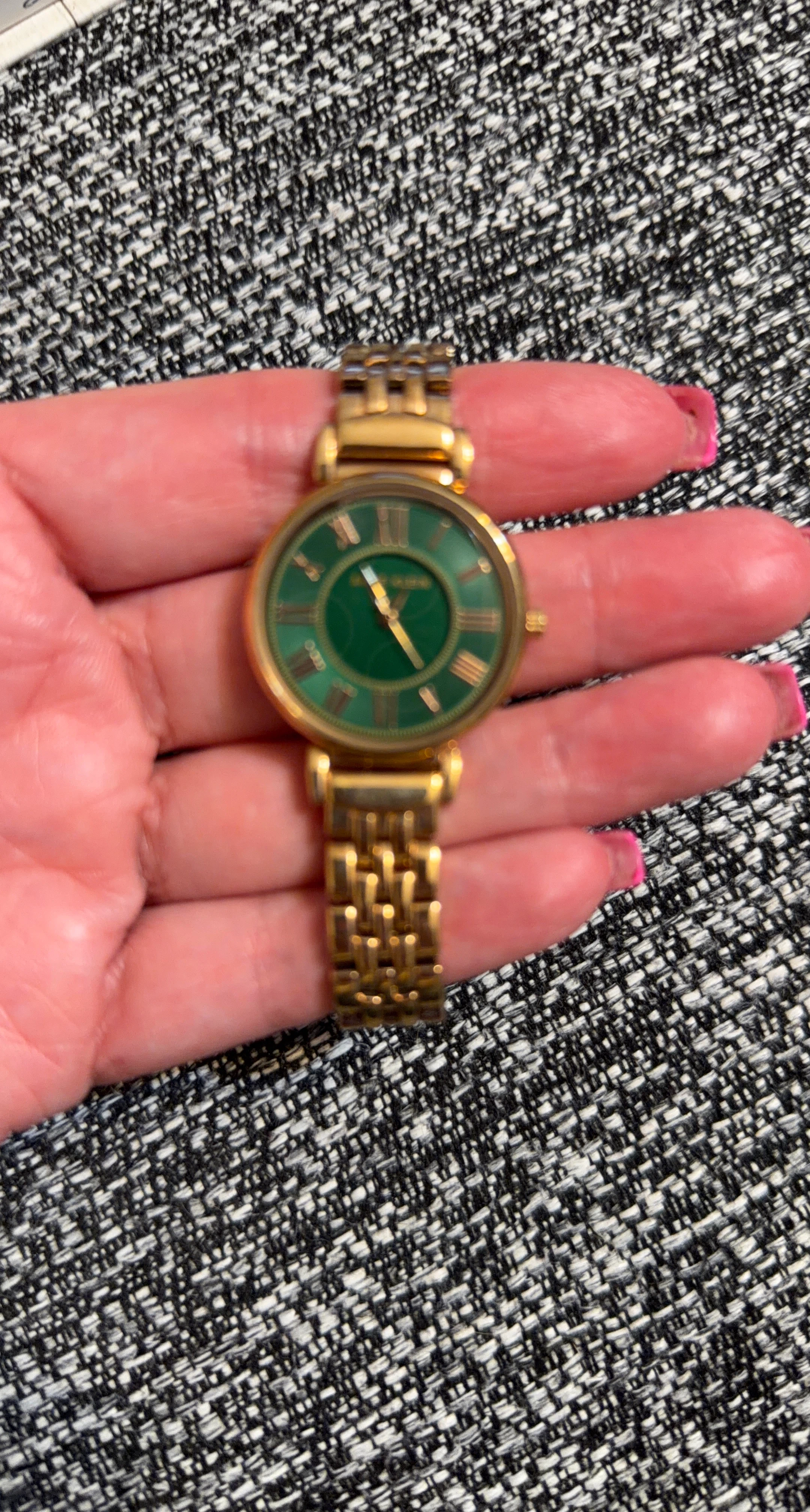 Anne Klein Rose Gold Tone Green Dial Watch