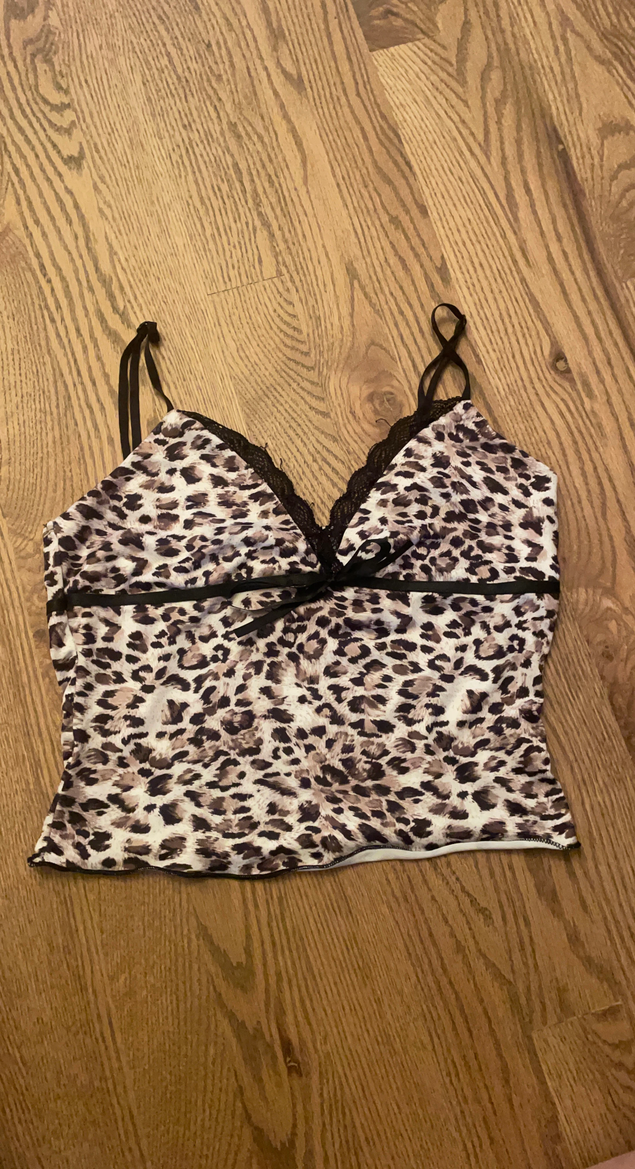 Leopard Print Cami Top with Lace
