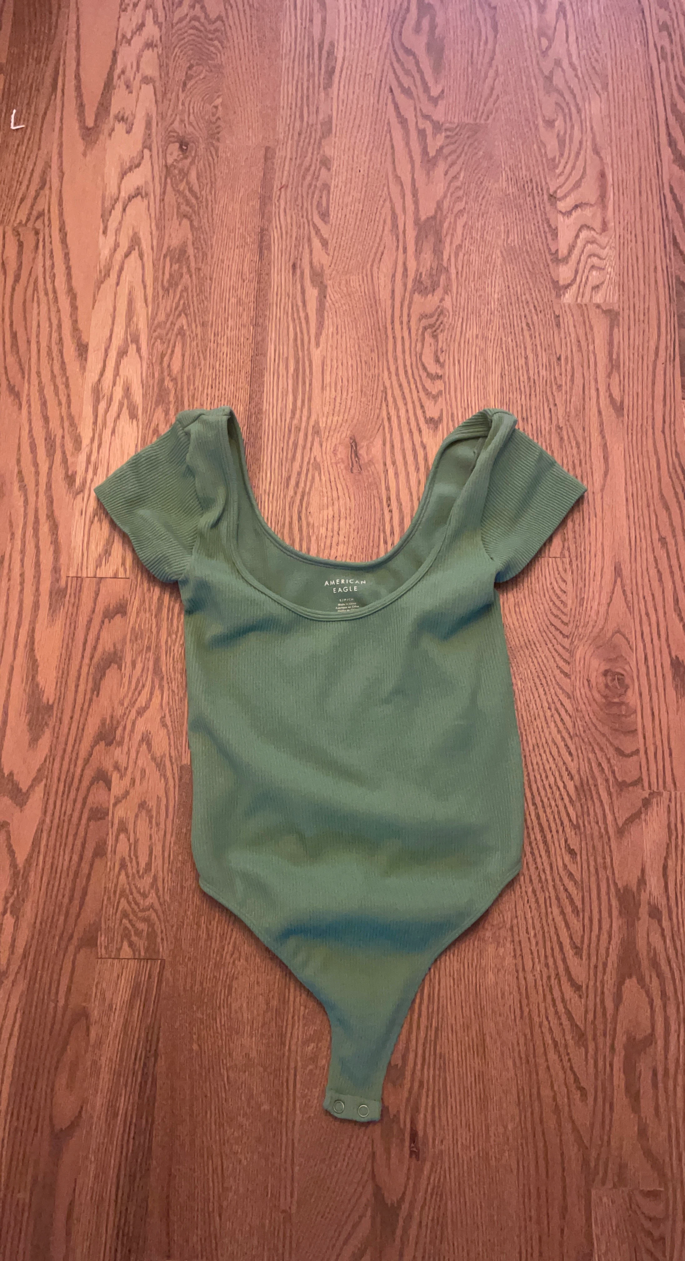 American Eagle Ribbed Green Bodysuit