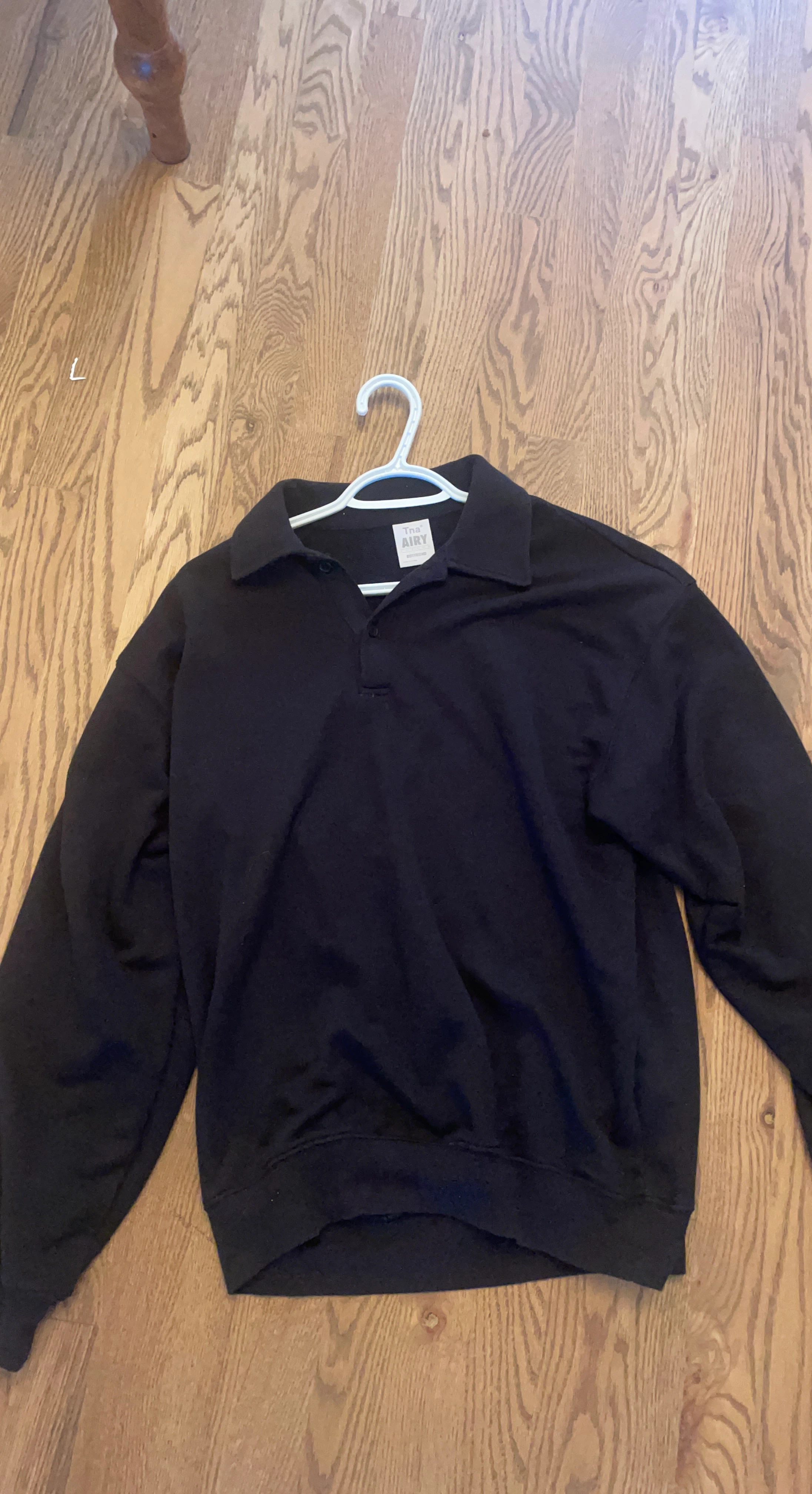 Tna Airy Black Long Sleeve Polo Shirt
