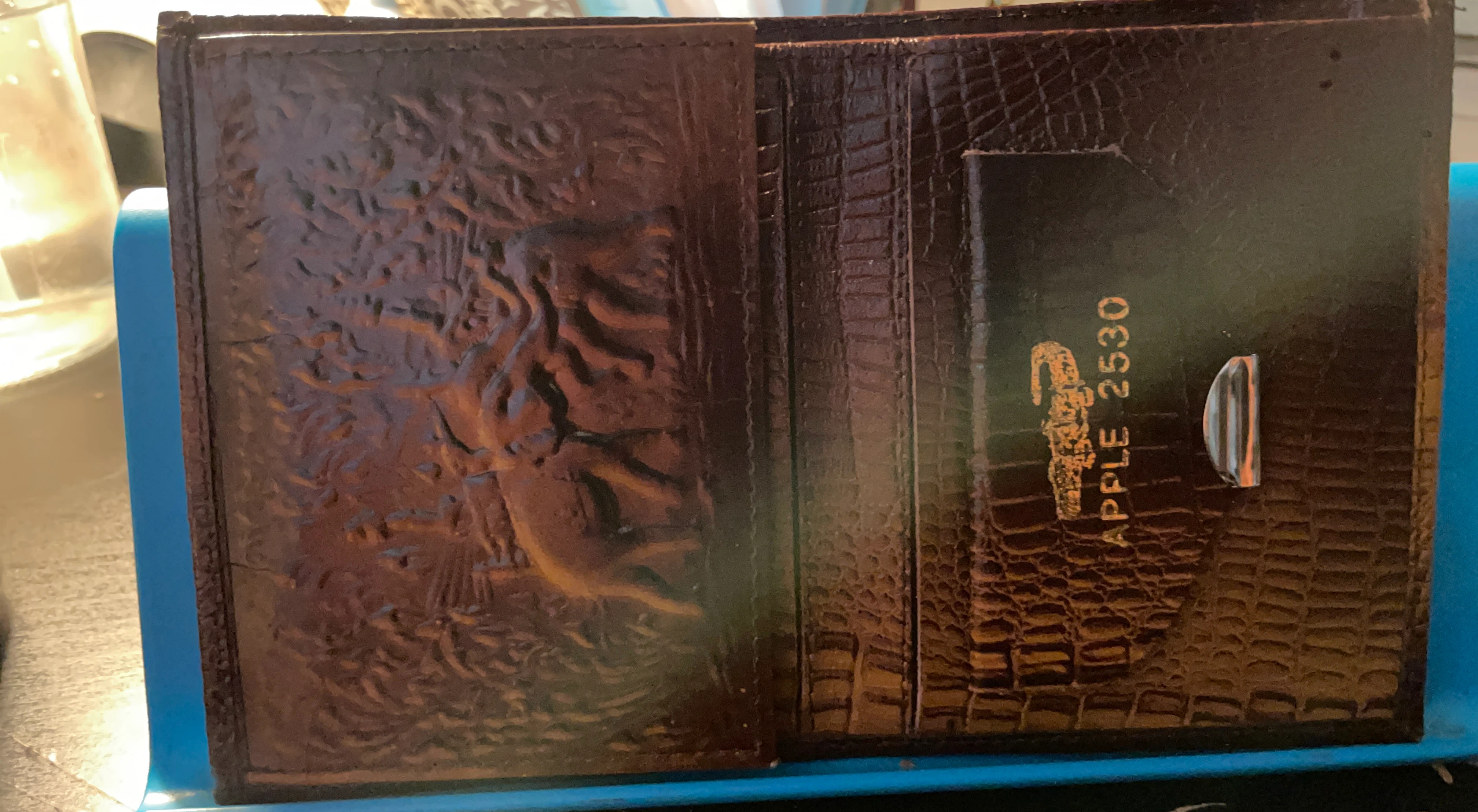 Vintage Embossed Leather Card Holder / Wallet