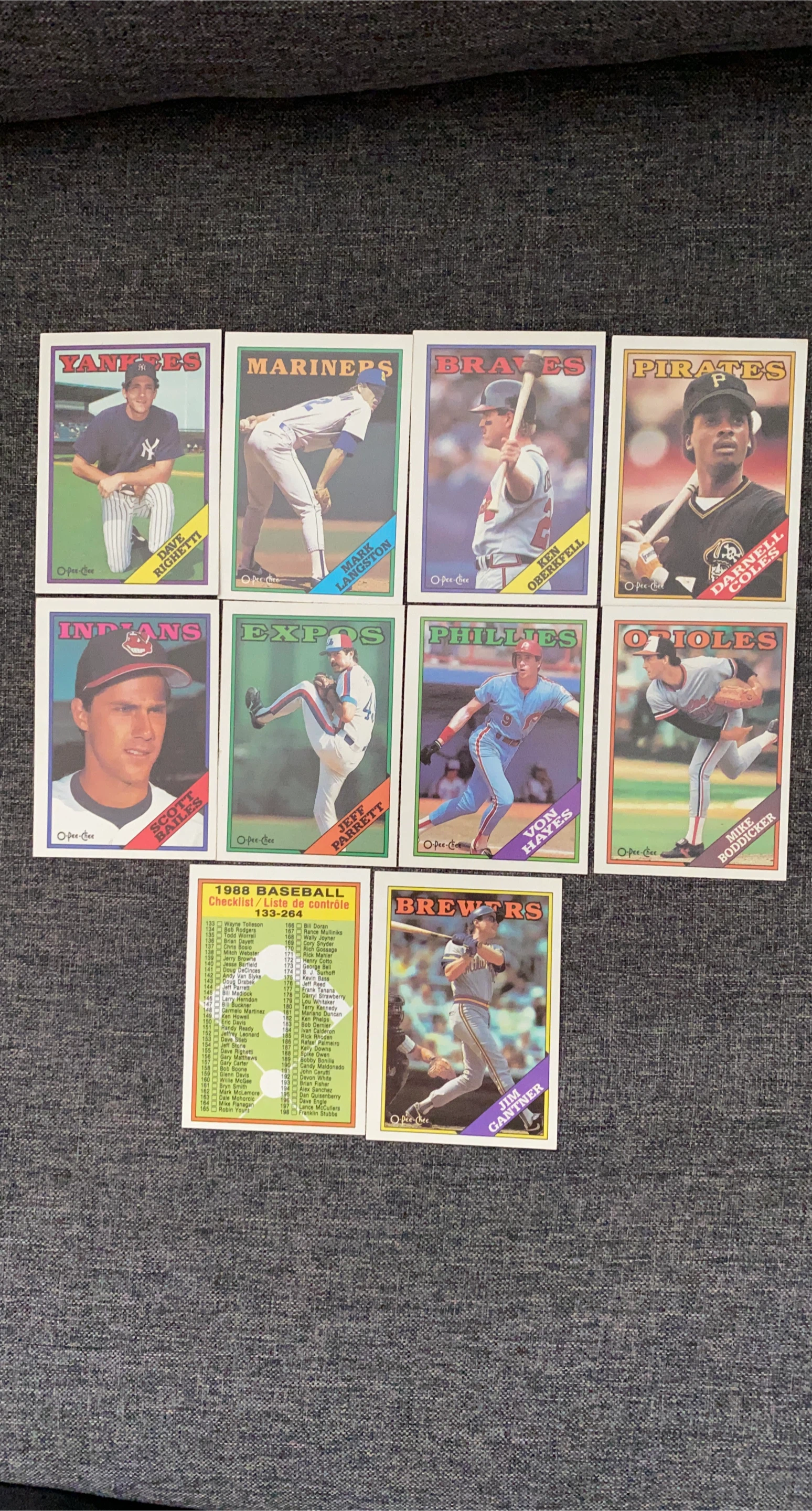 1988 O-Pee-Chee Baseball Cards (Various Players)