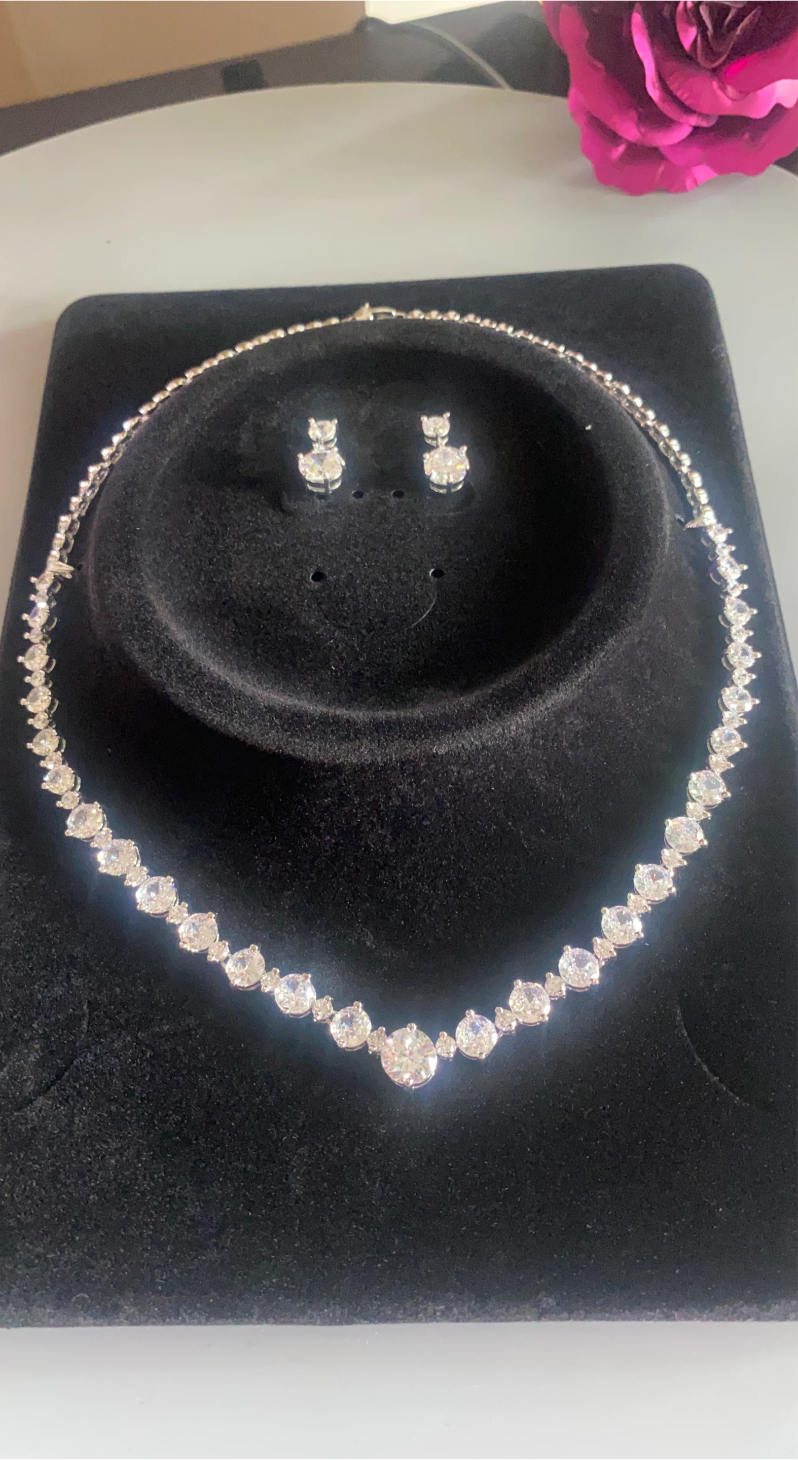 Sparkling CZ Necklace and Earring Set