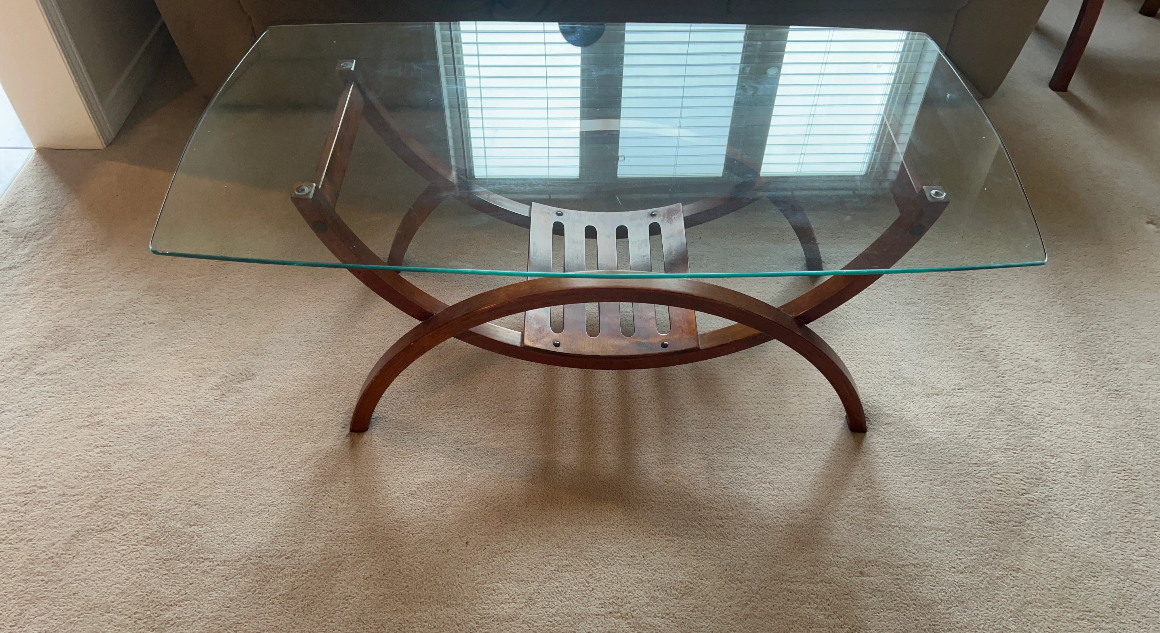 Glass and Wood Coffee Table