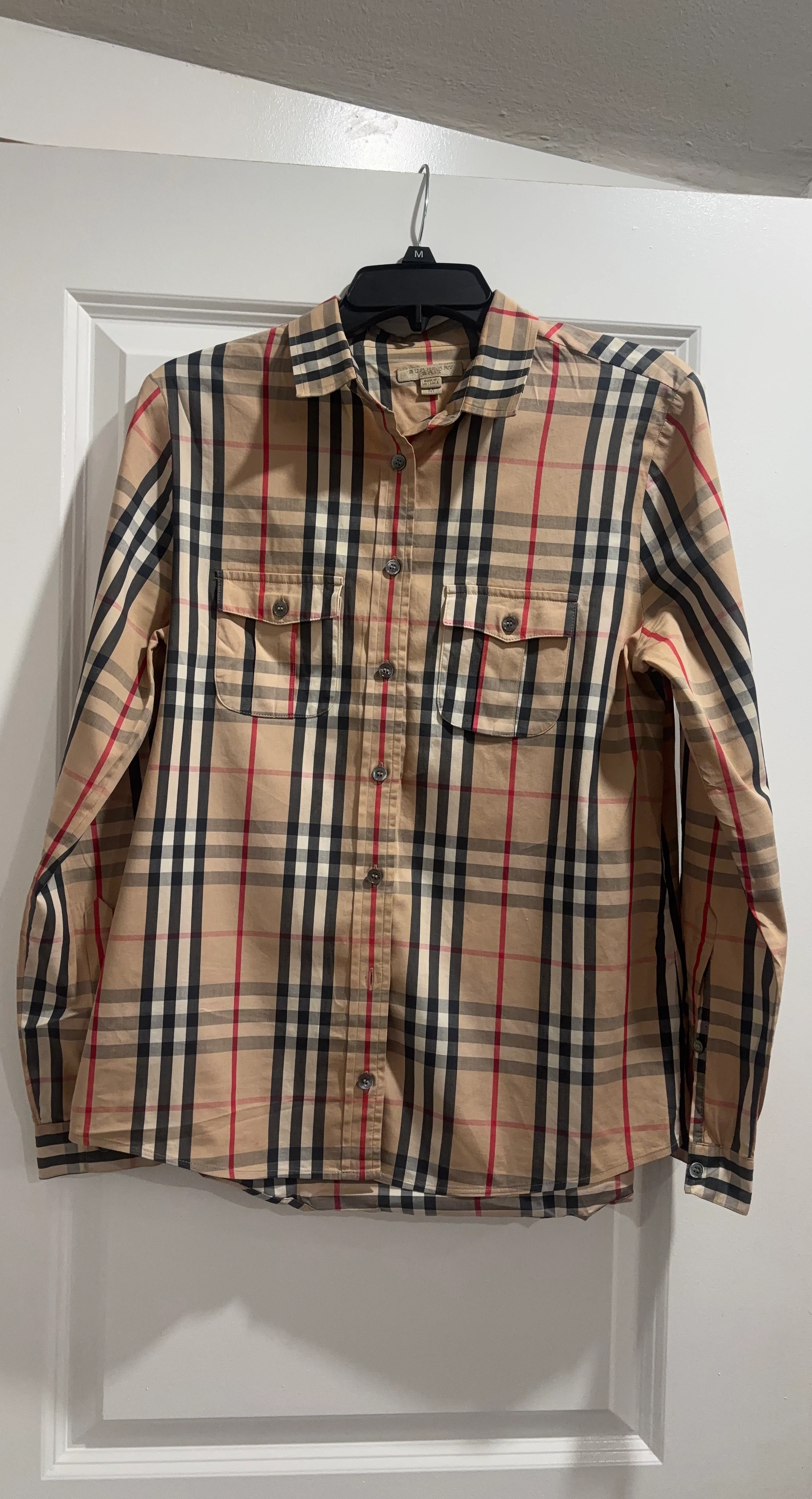 Burberry Plaid Button-Up Shirt - Size M Women