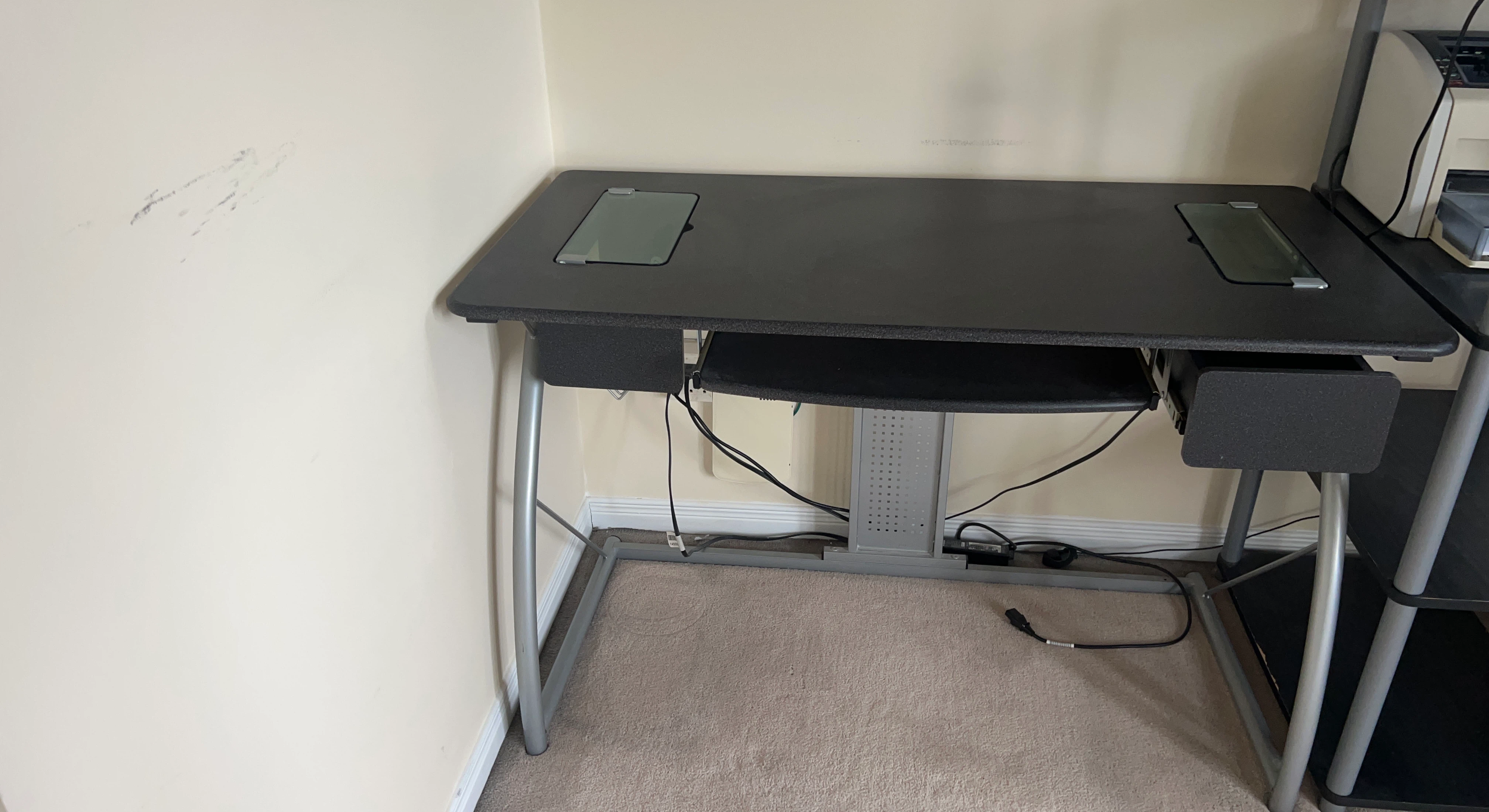 Black Computer Desk with Keyboard Tray