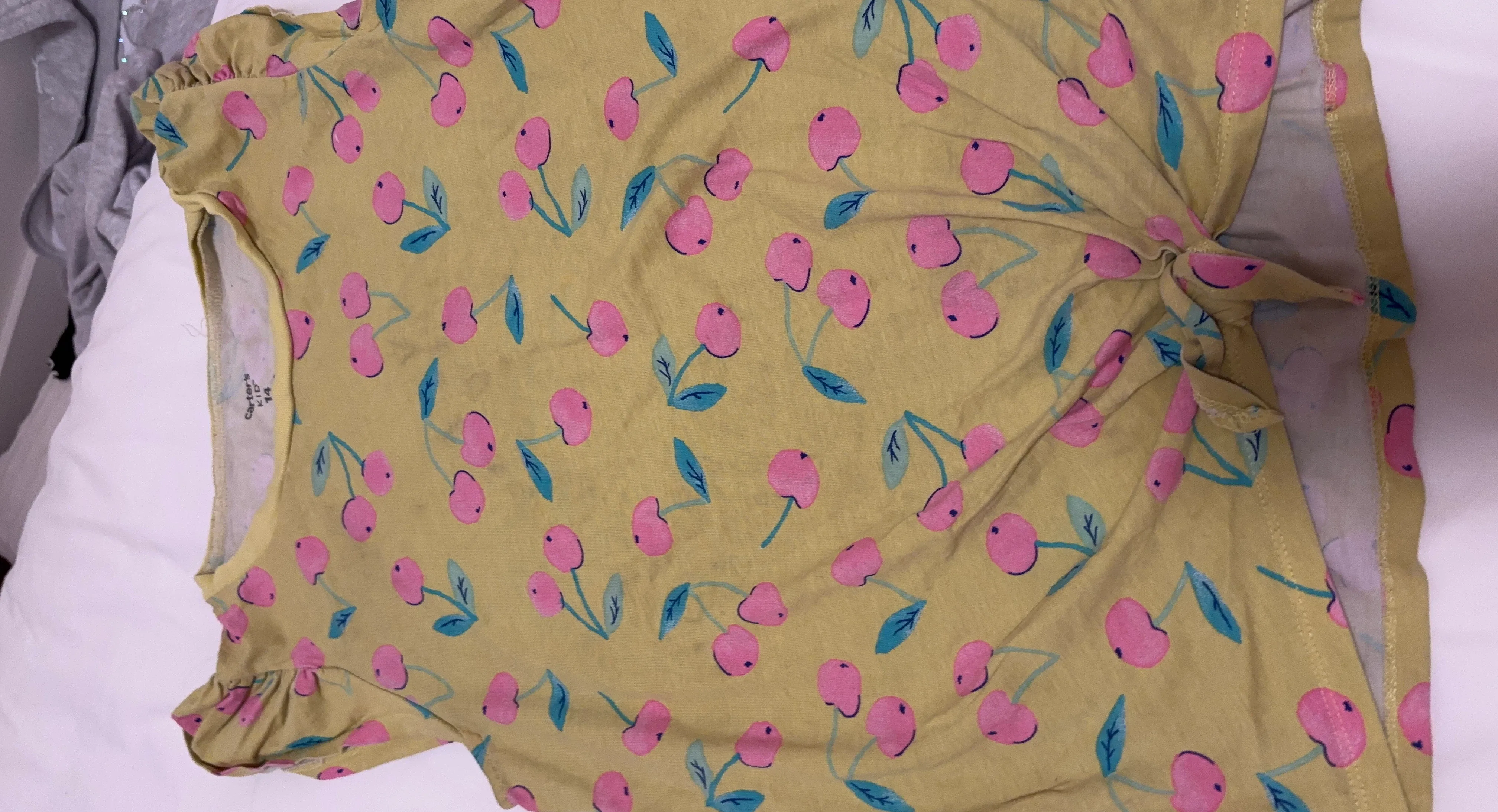 Carter's Kid Yellow Cherry Print T-Shirt Size 14