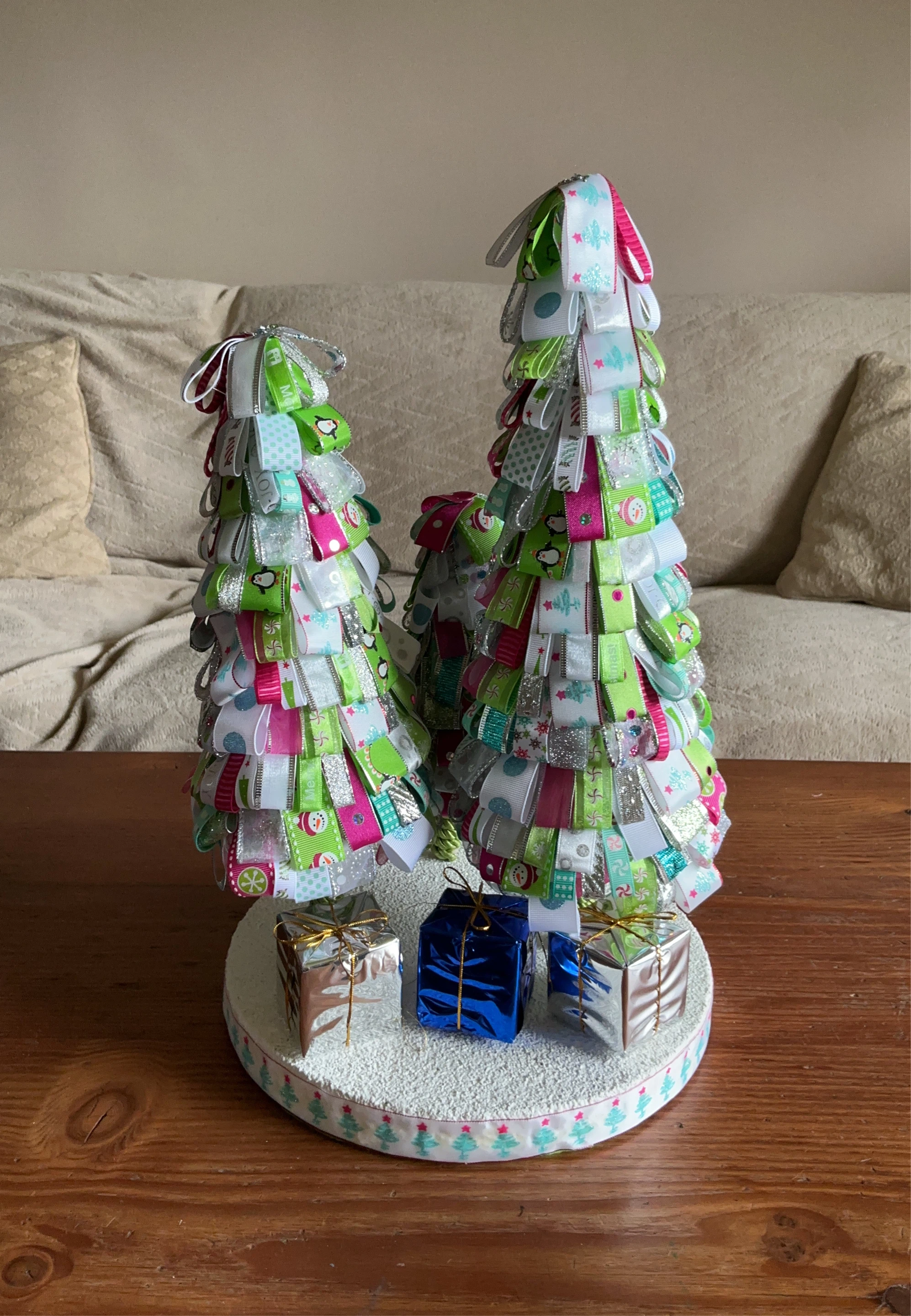 Handmade Christmas Ribbon Trees