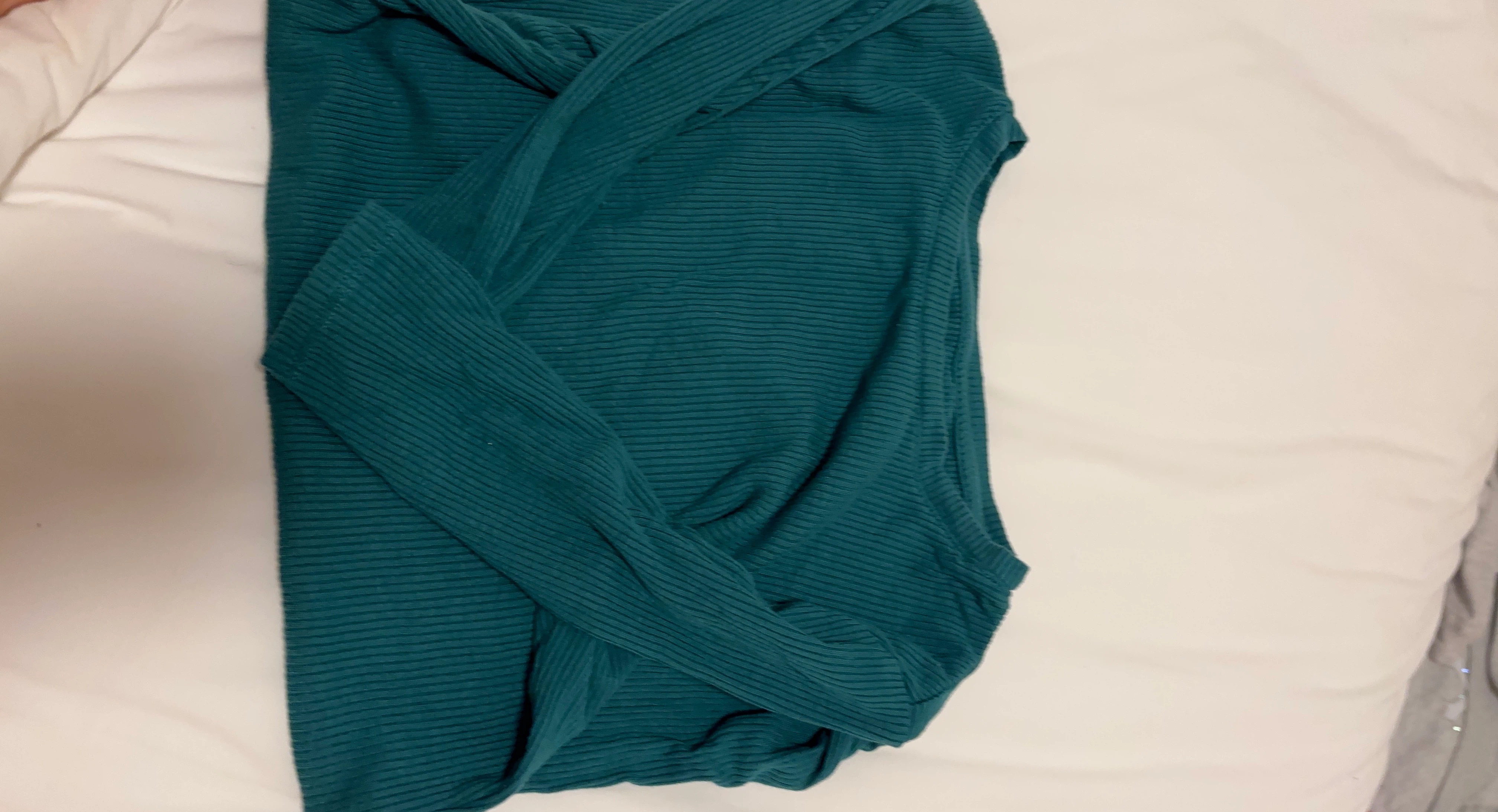 Teal Ribbed Long Sleeve Top