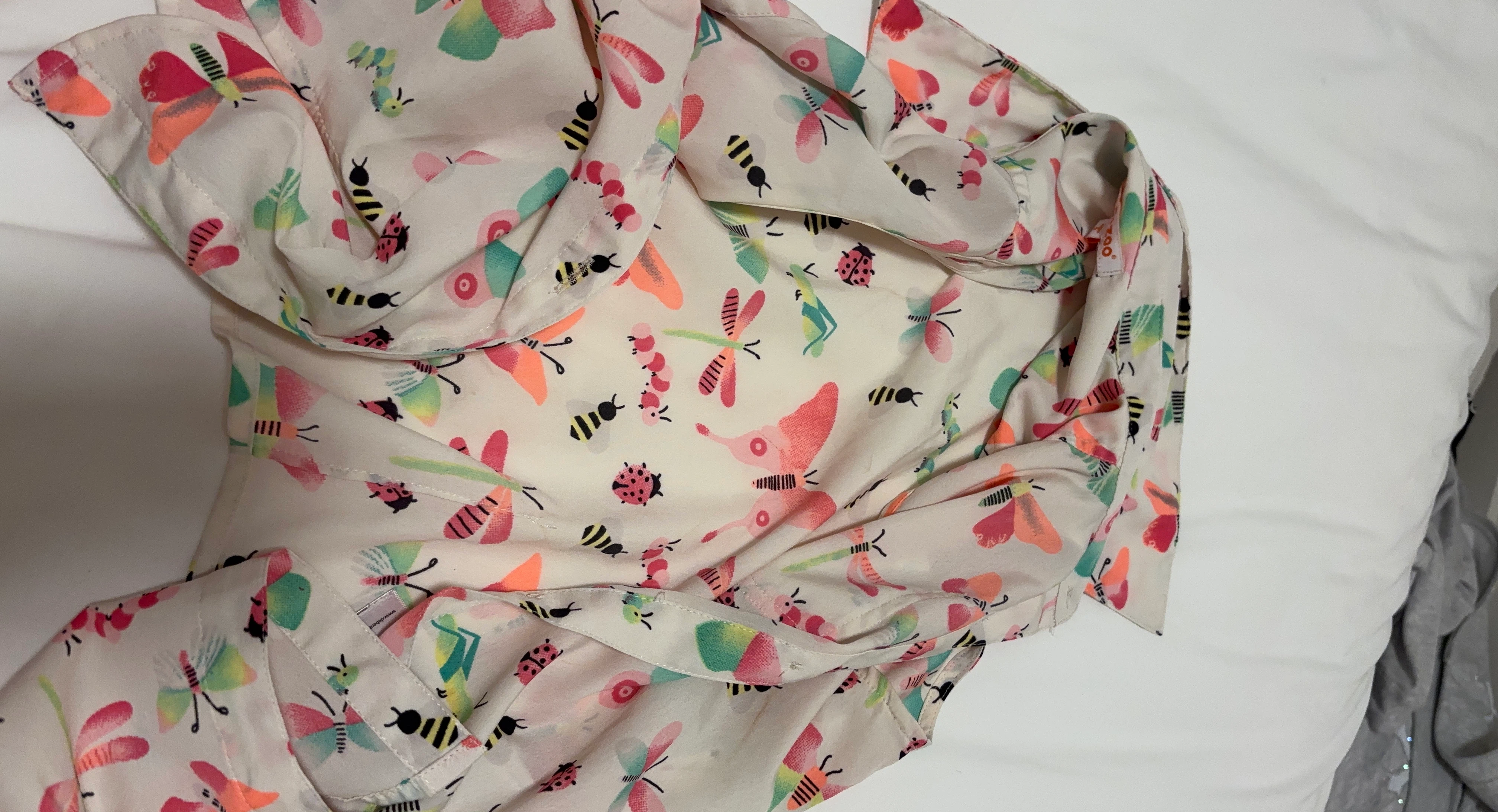 Cream Butterfly and Insect Print Blouse