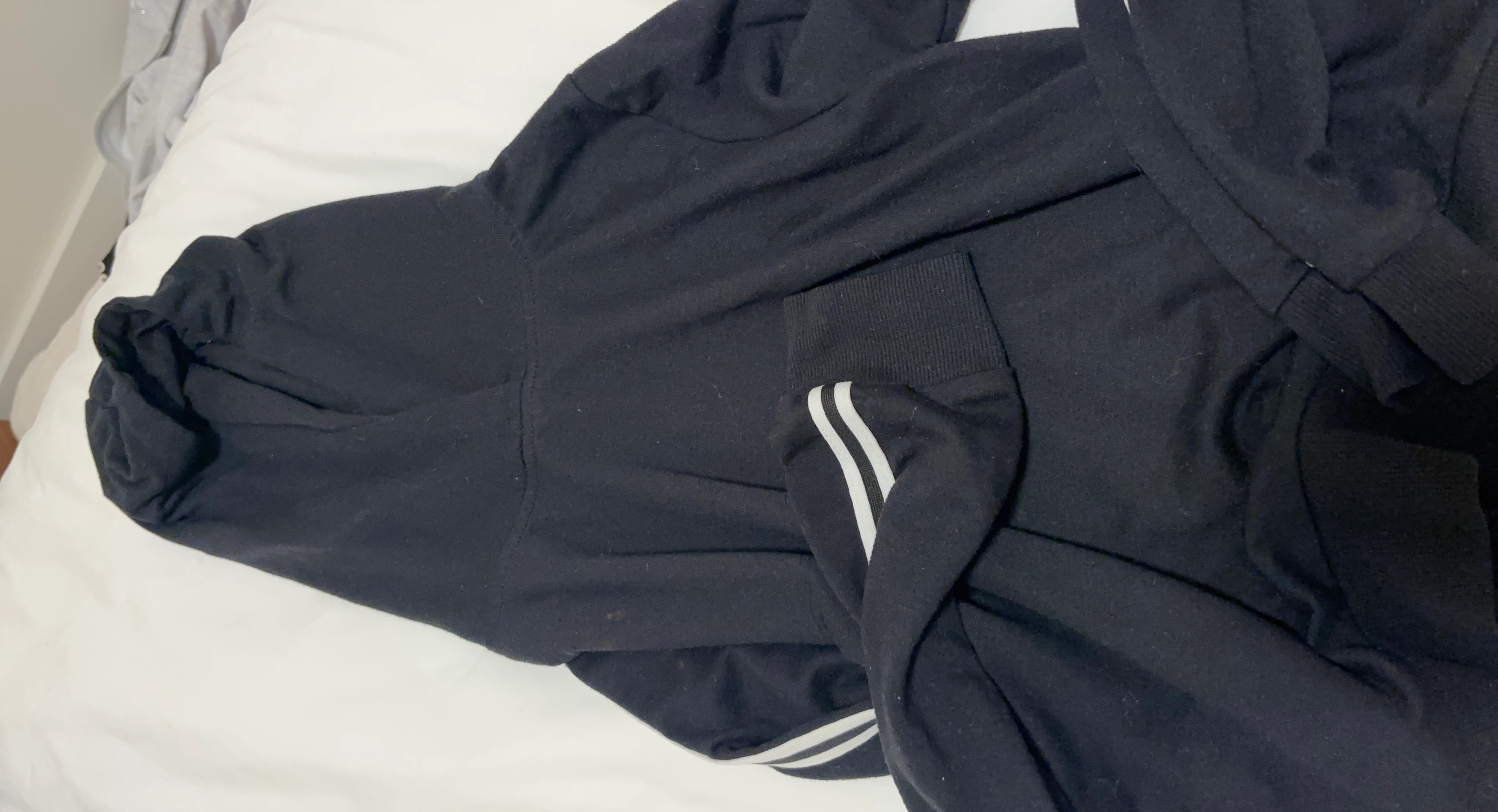 Black Hoodie with White Stripes