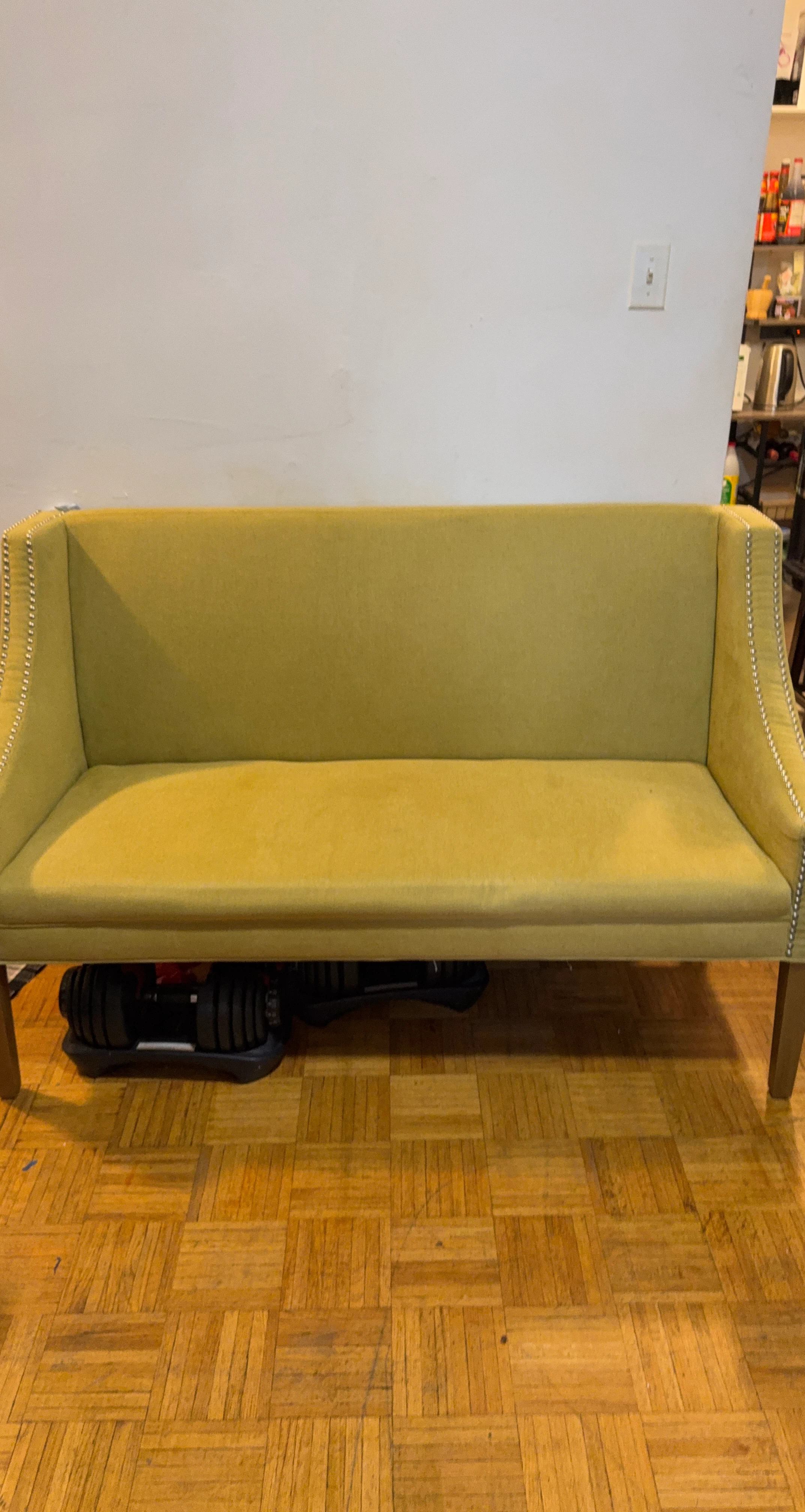 Yellow Settee with Studded Arms