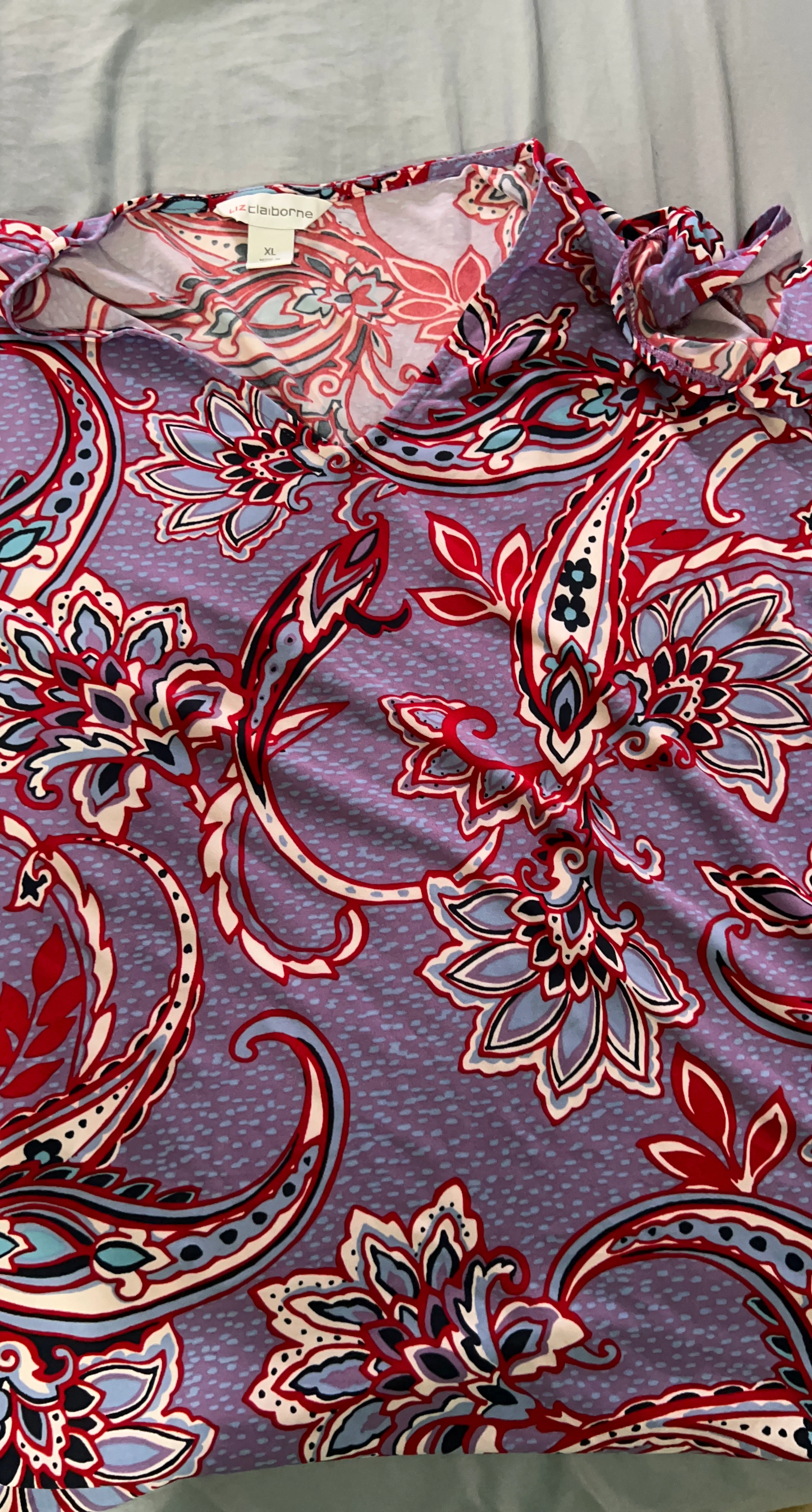 Liz Claiborne Women's Purple Paisley Print Top - XL