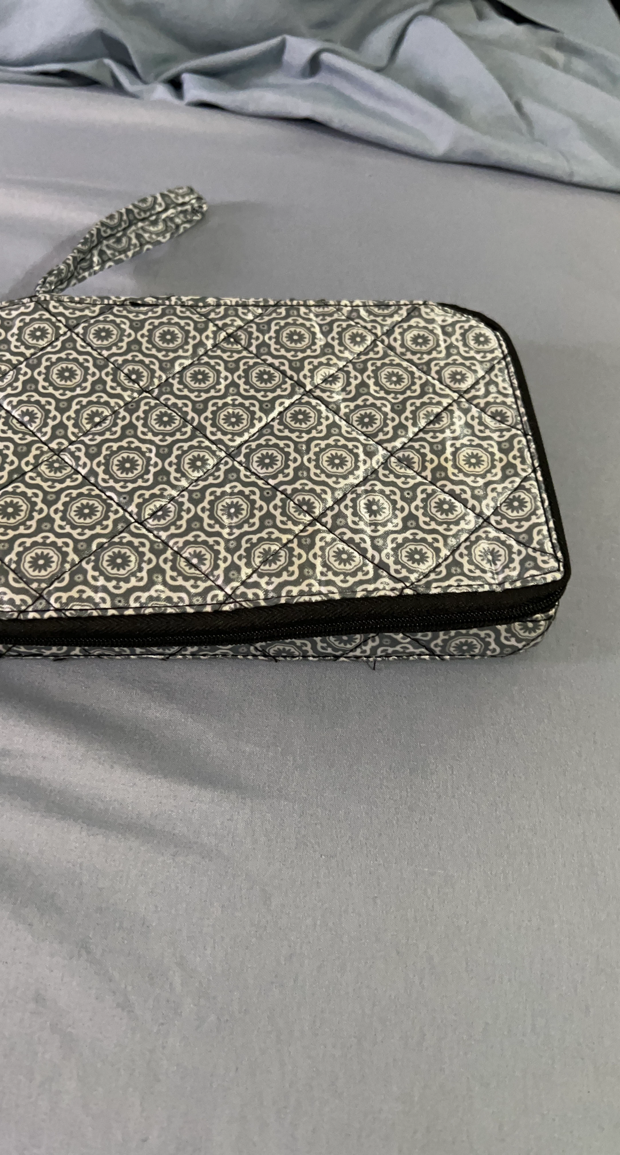 Quilted Clutch Wallet with Wrist Strap