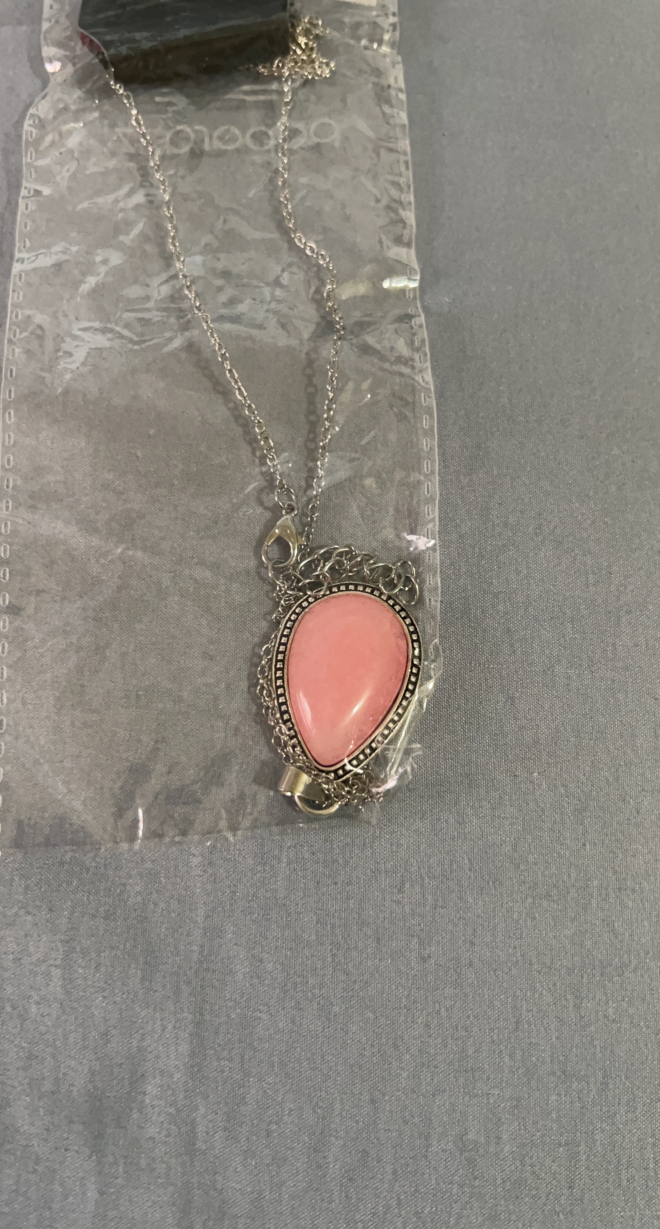 Pink Teardrop Pendant Necklace