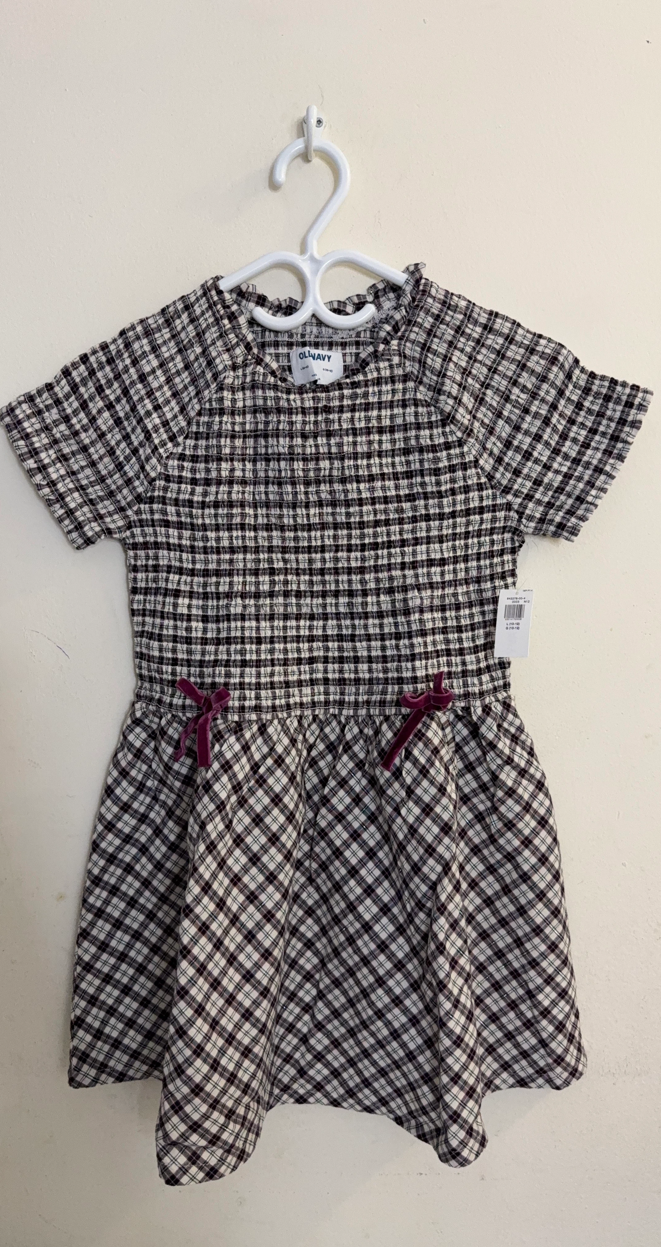 Old Navy Girls Plaid Smocked Dress - Size L (10-12)