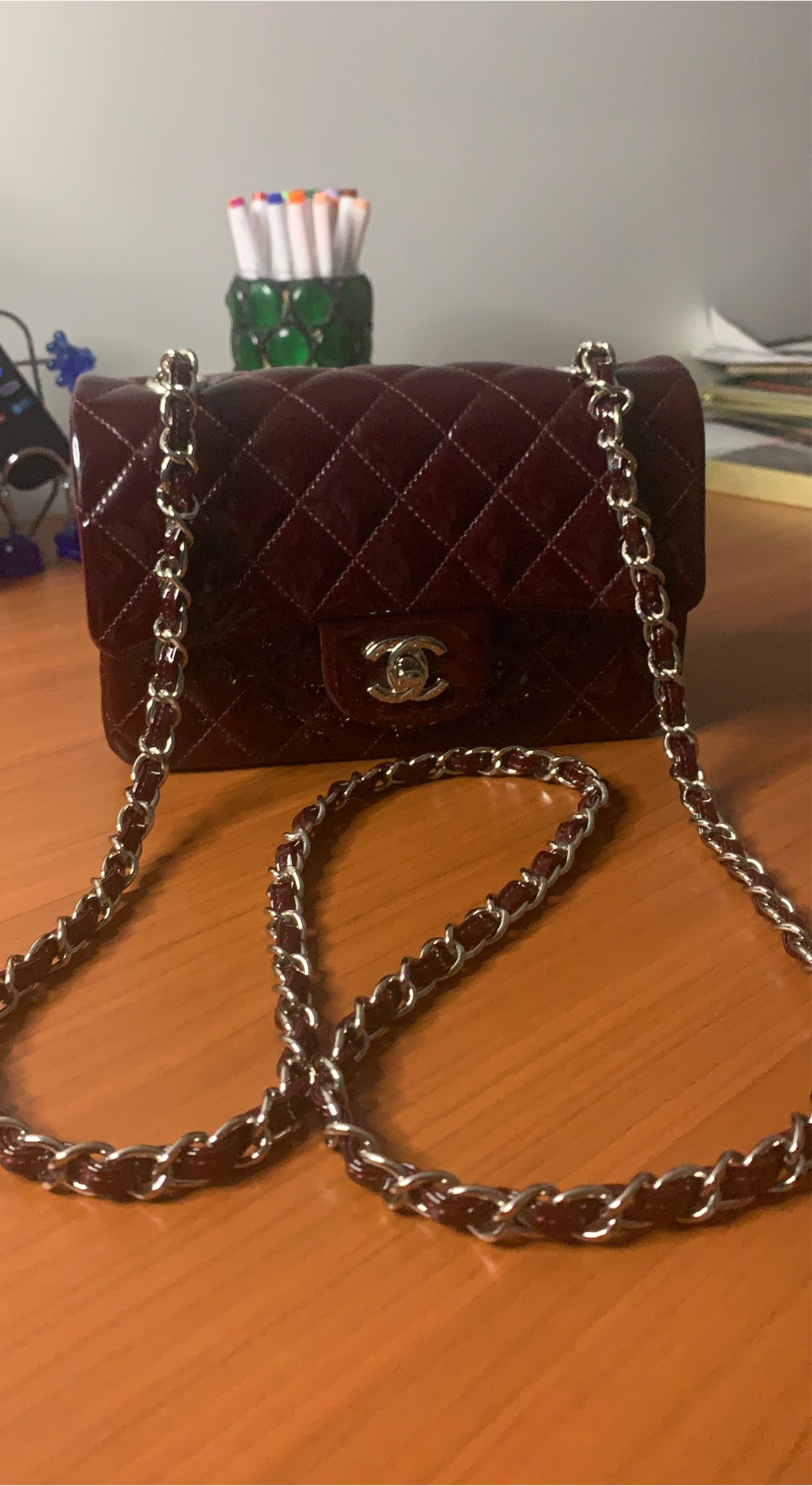 Chanel Quilted Patent Leather Flap Handbag
