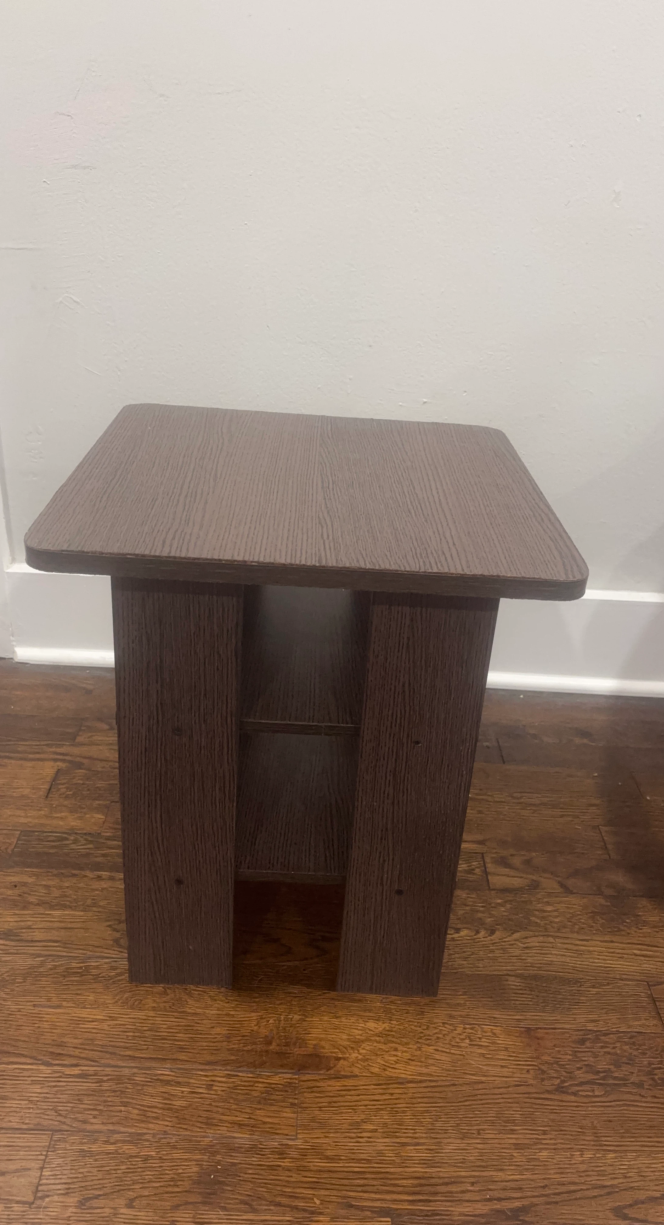 Brown End Table with Shelves