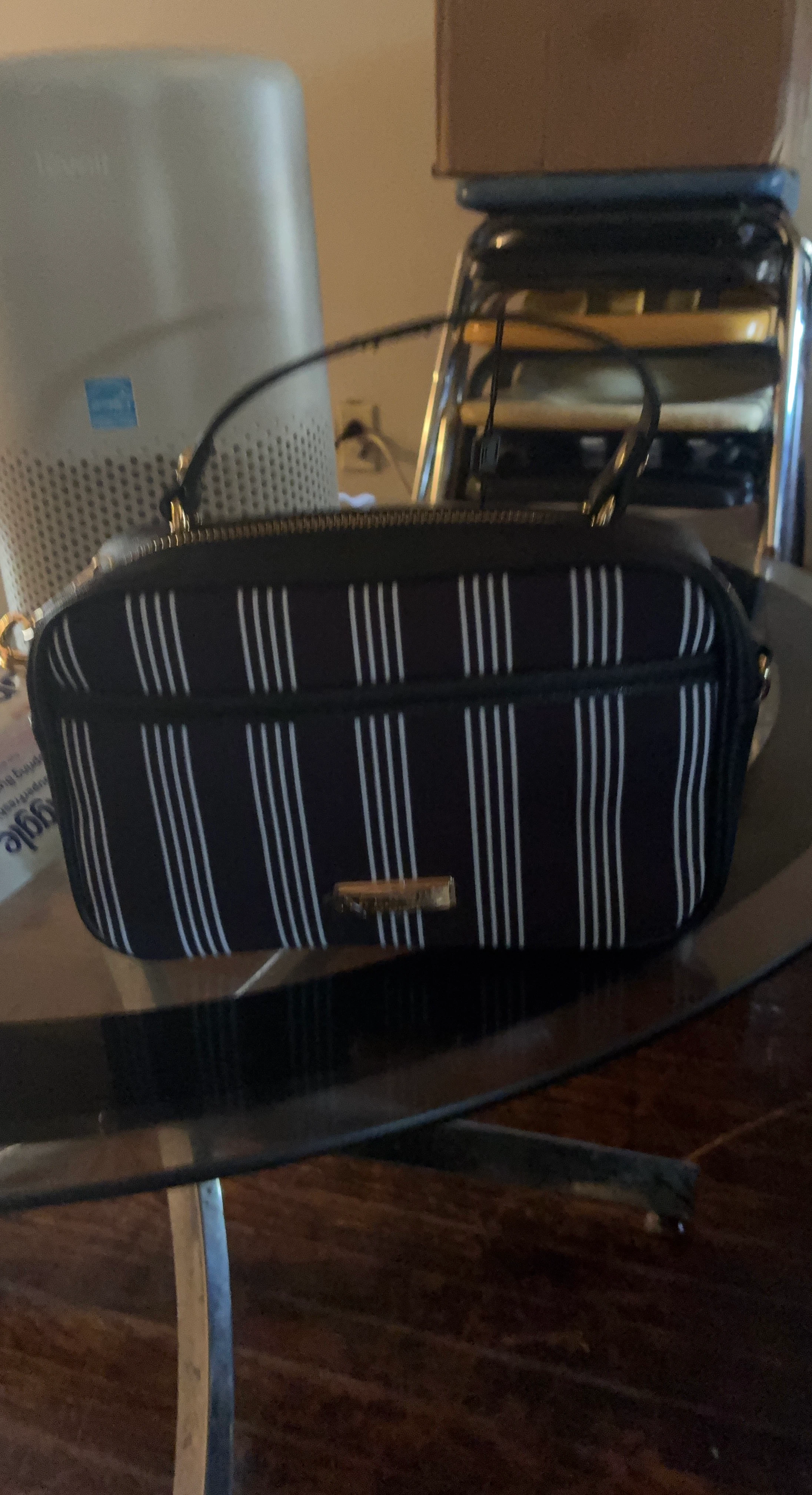 Striped Black and White Small Handbag