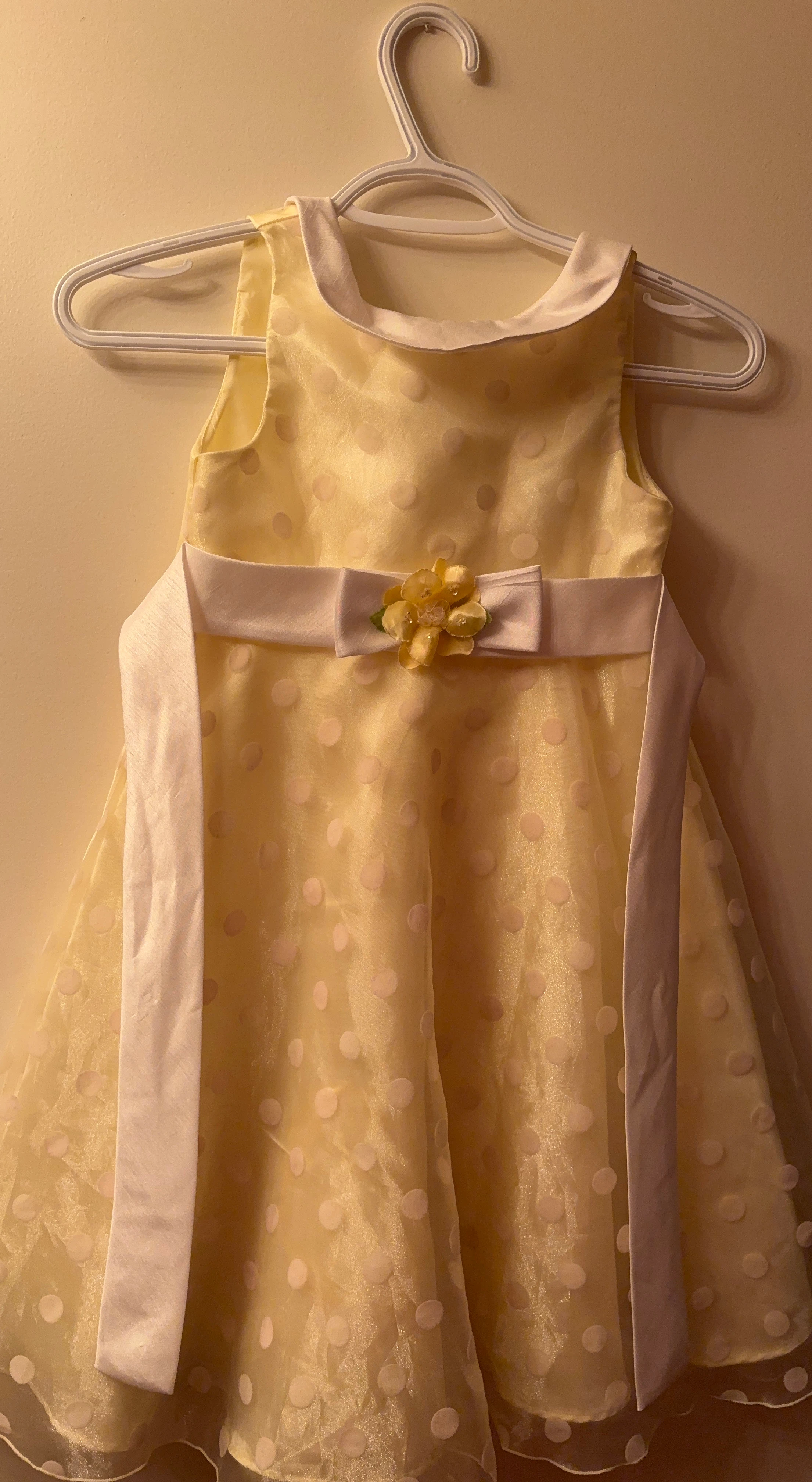 Yellow Polka Dot Dress with Flower Accent